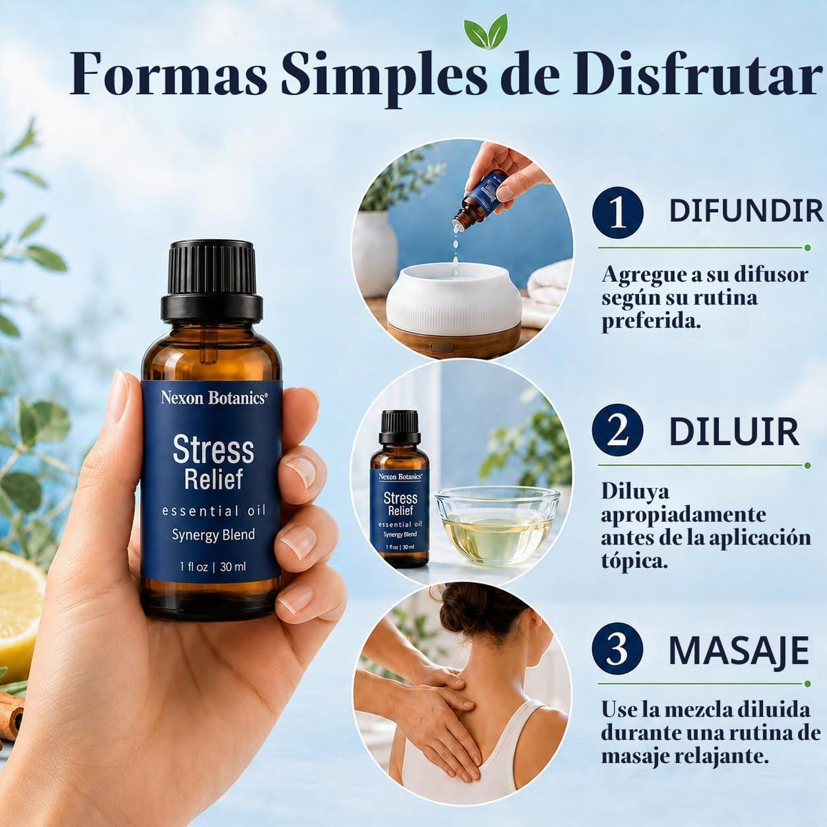 Mezcla de aceite esencial para aliviar el estrés 30 ml - Aceite ese...