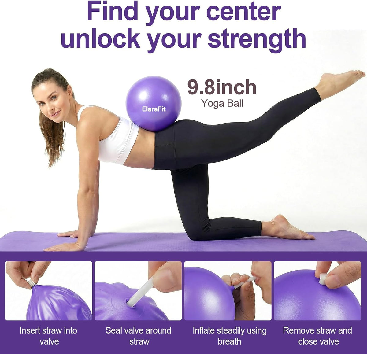 ElaraFit Home Juego de anillo y pelota de pilates para mujeres con...
