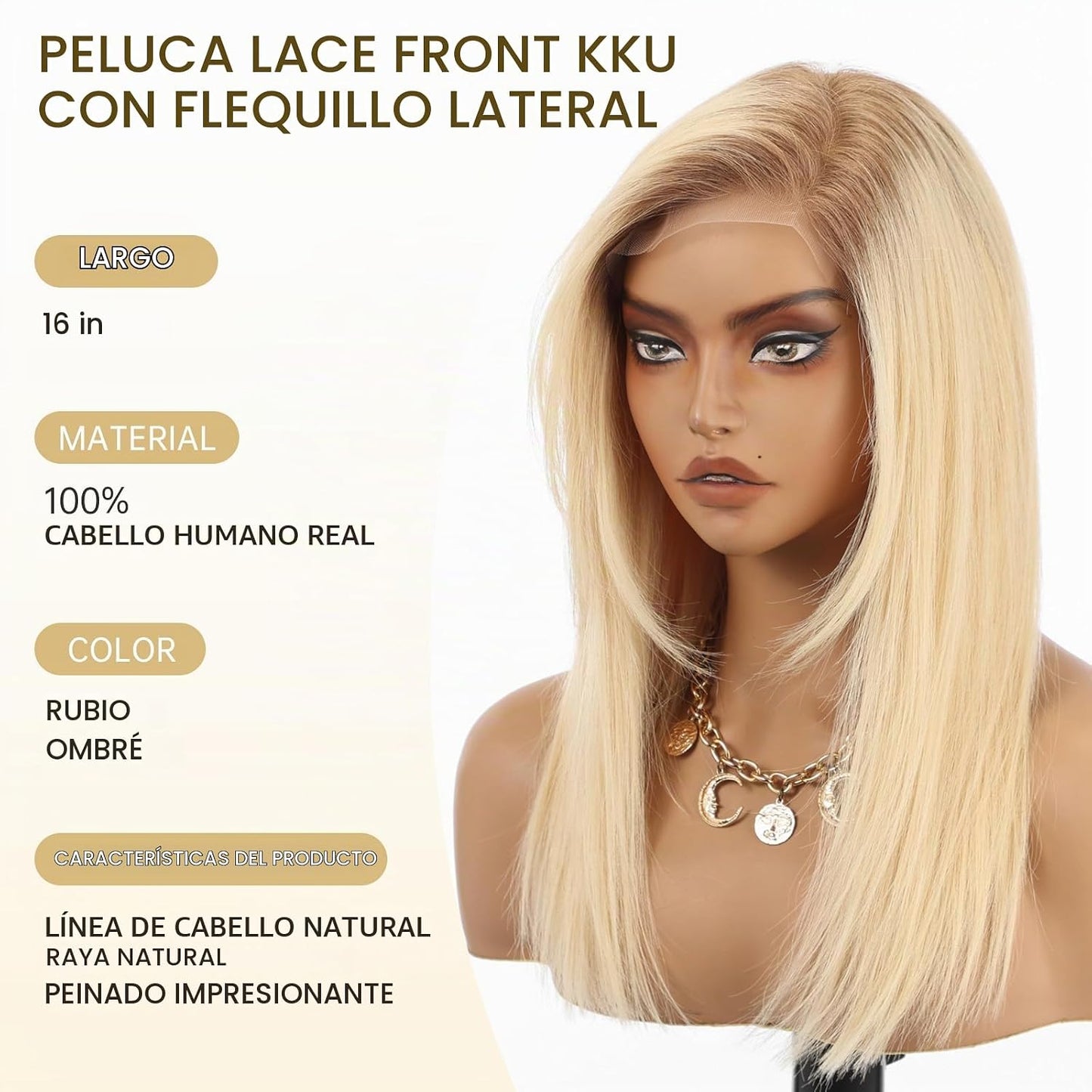 Wear but free KKU Pelucas de cabello 100% humano para mujer, peluca...