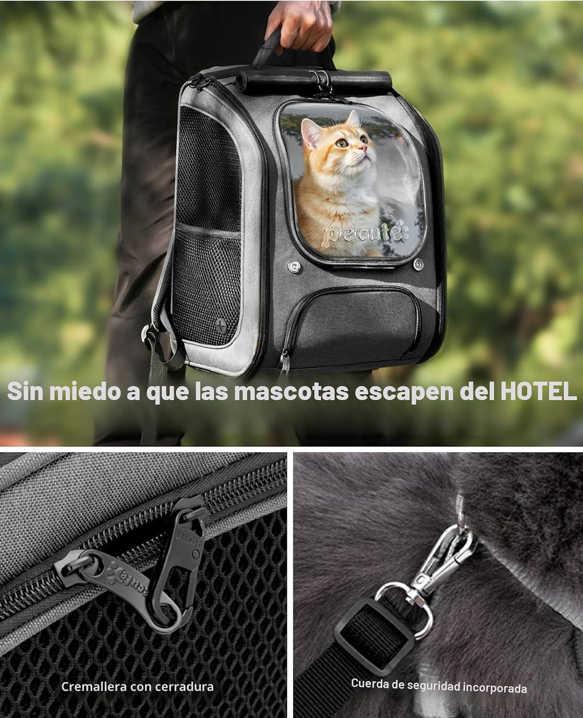Pecute Mochila para gatos,Mochila de burbujas para gatos de gran es...