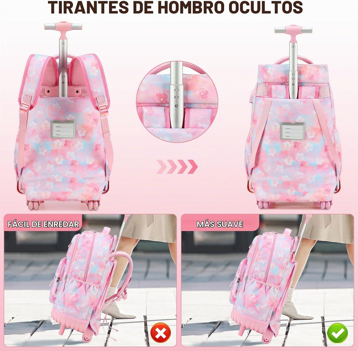 ACESAK 34 ES\/L, rosado Degradado, Moderno | Mochila escolar con ru...