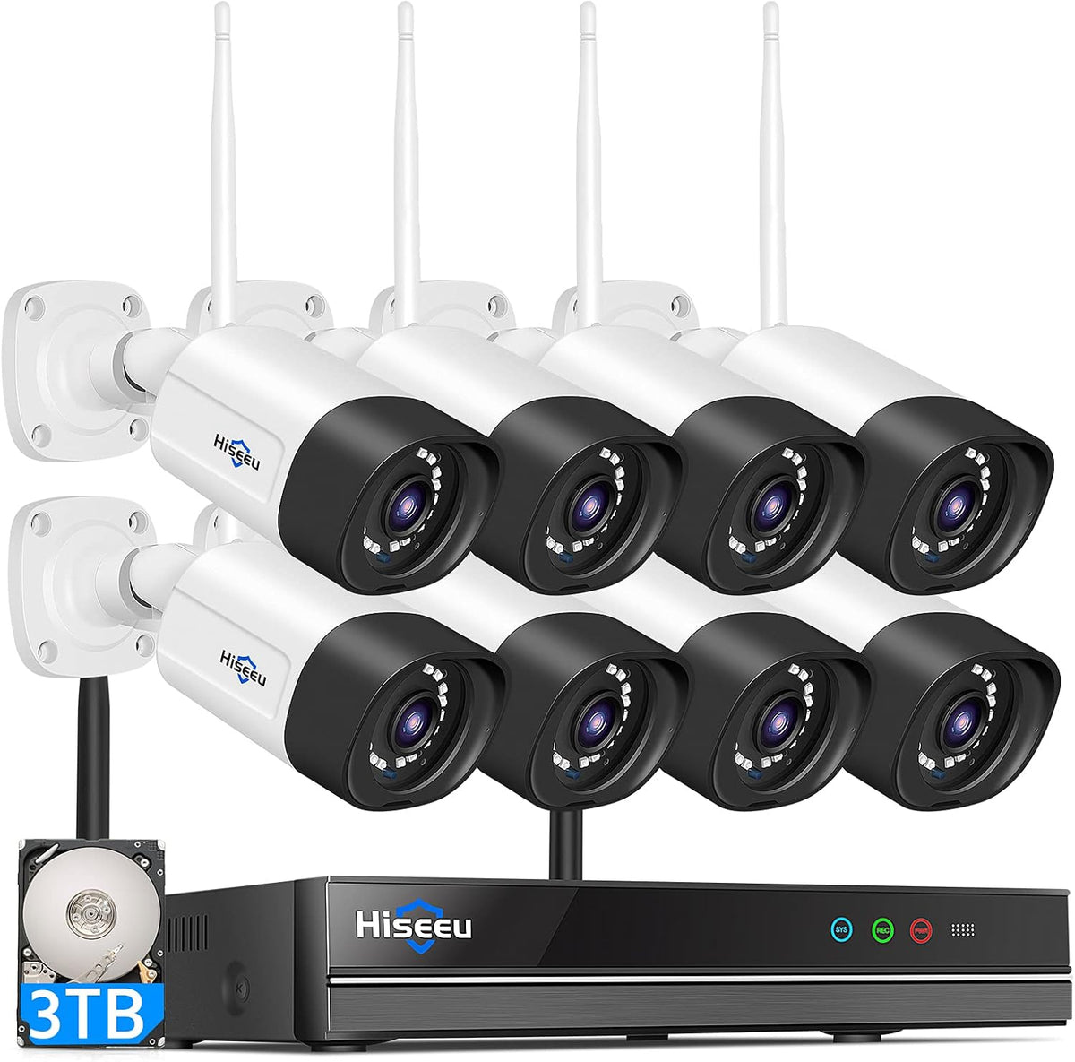 Hiseeu Sistema de cámara de seguridad inalámbrico al aire libre, cá...