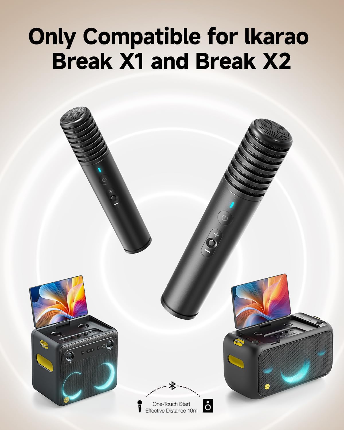 Ikarao Micrófono inalámbrico Bluetooth para máquina de karaoke Brea...