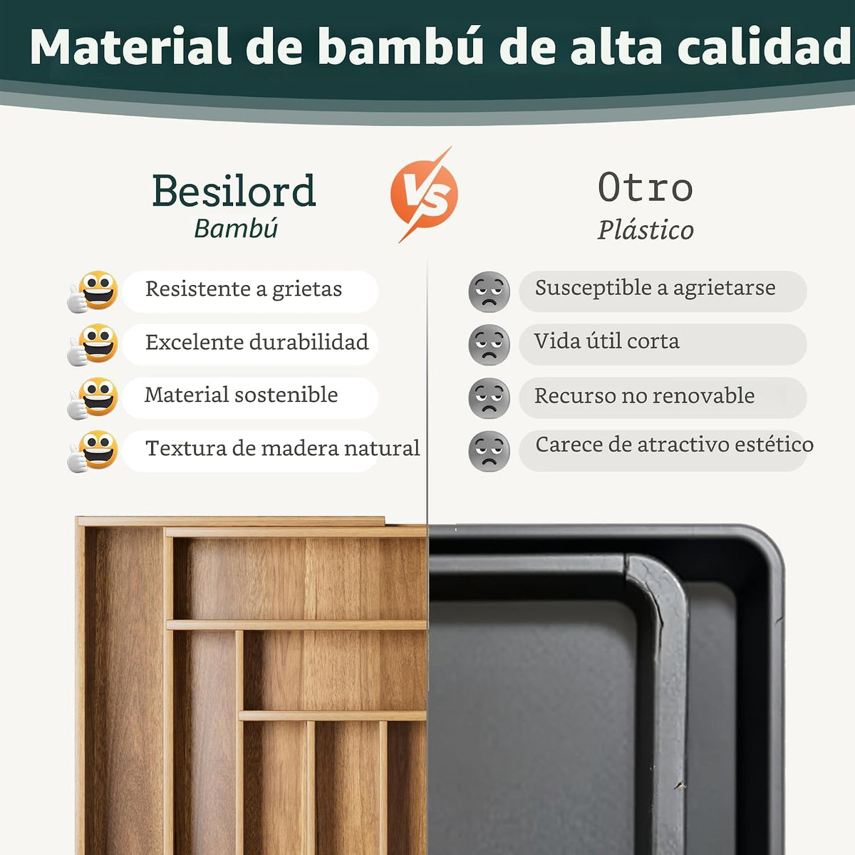 Organizador de Cubiertos Grande, Conectado Magnéticamente Expandibl...