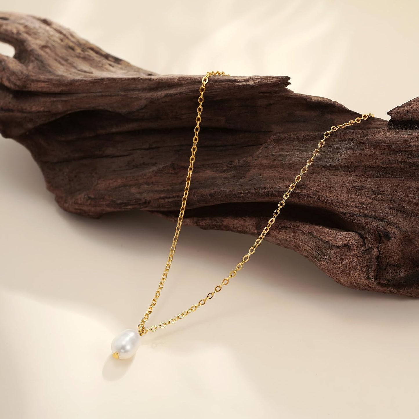Treasure Bender Collares de perlas de oro para mujer, collar delica...
