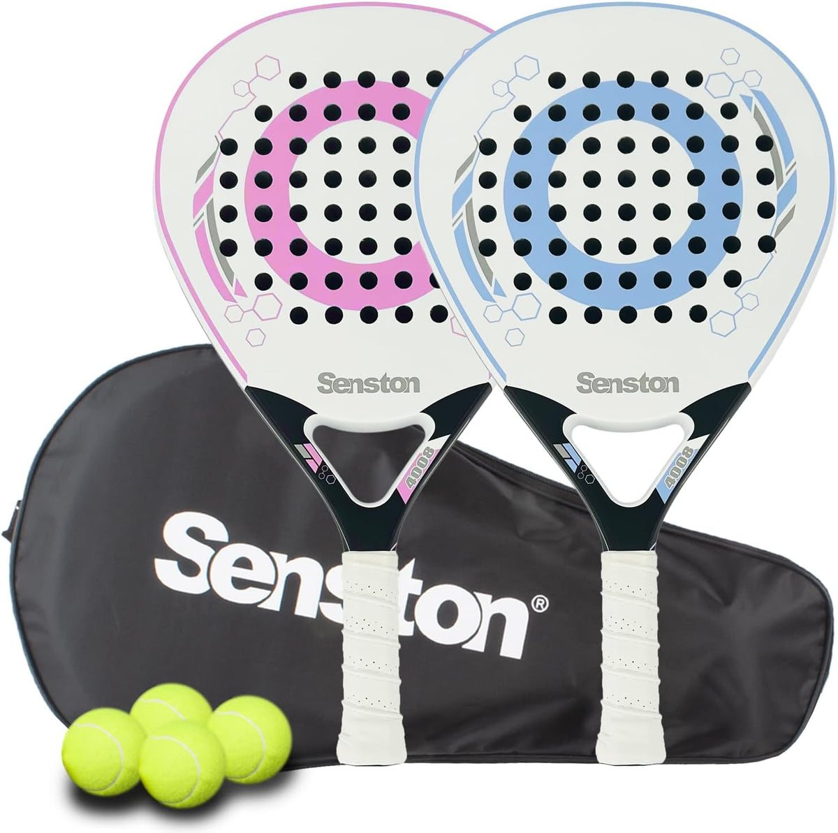 Senston Raqueta de pádel con superficie de fibra de carbono con núc...