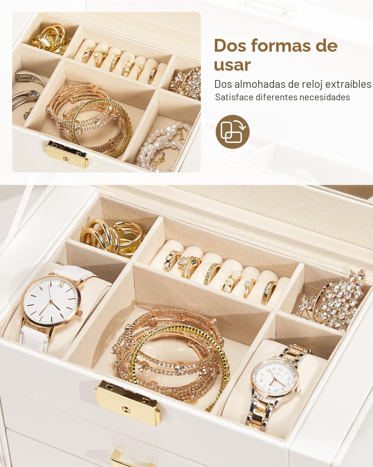 Homde - Joyero grande para mujer: organizador de 5 capas con cerrad...