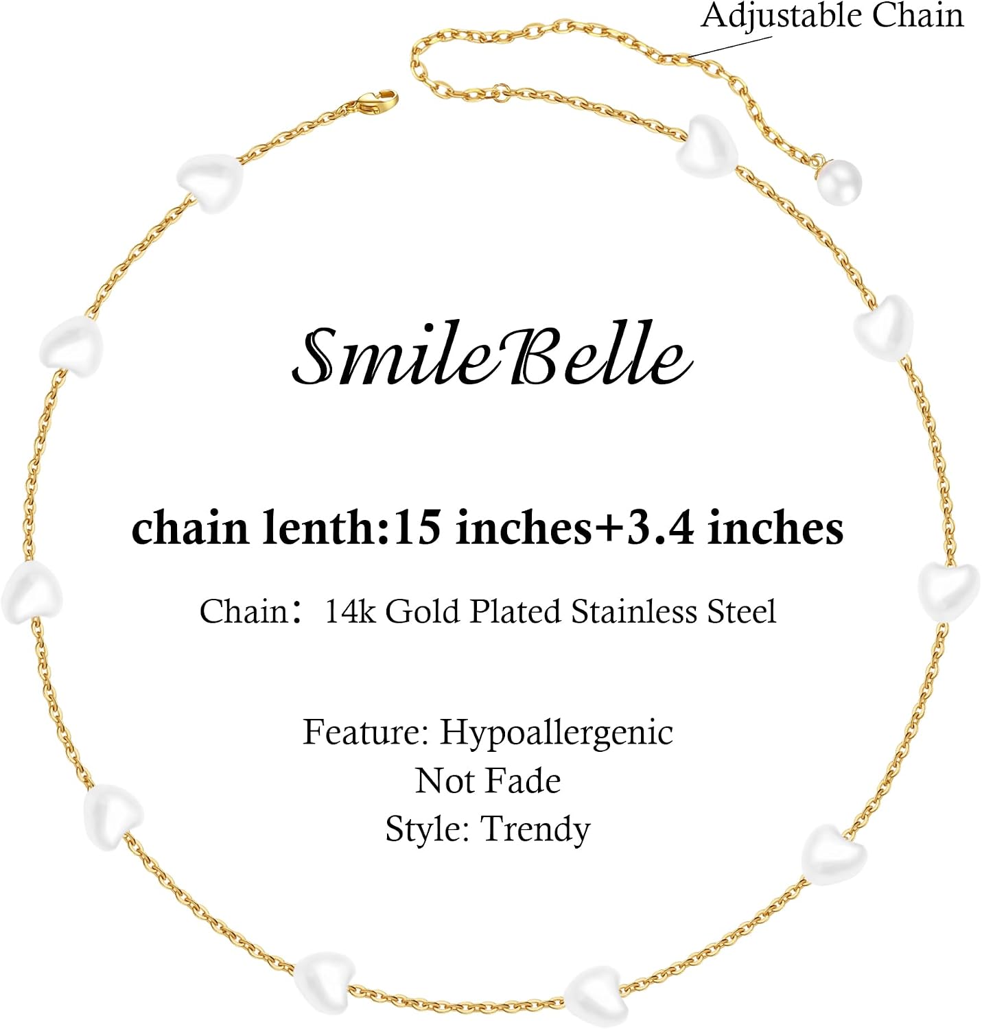 SmileBelle Collares de perlas, gargantilla de perlas de margarita p...