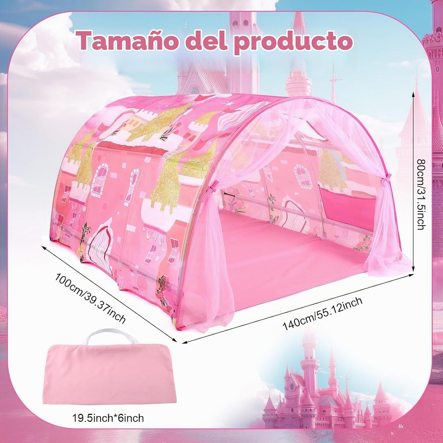 Wowangce - Tienda de campaña de princesa para niños, color rosa, do...