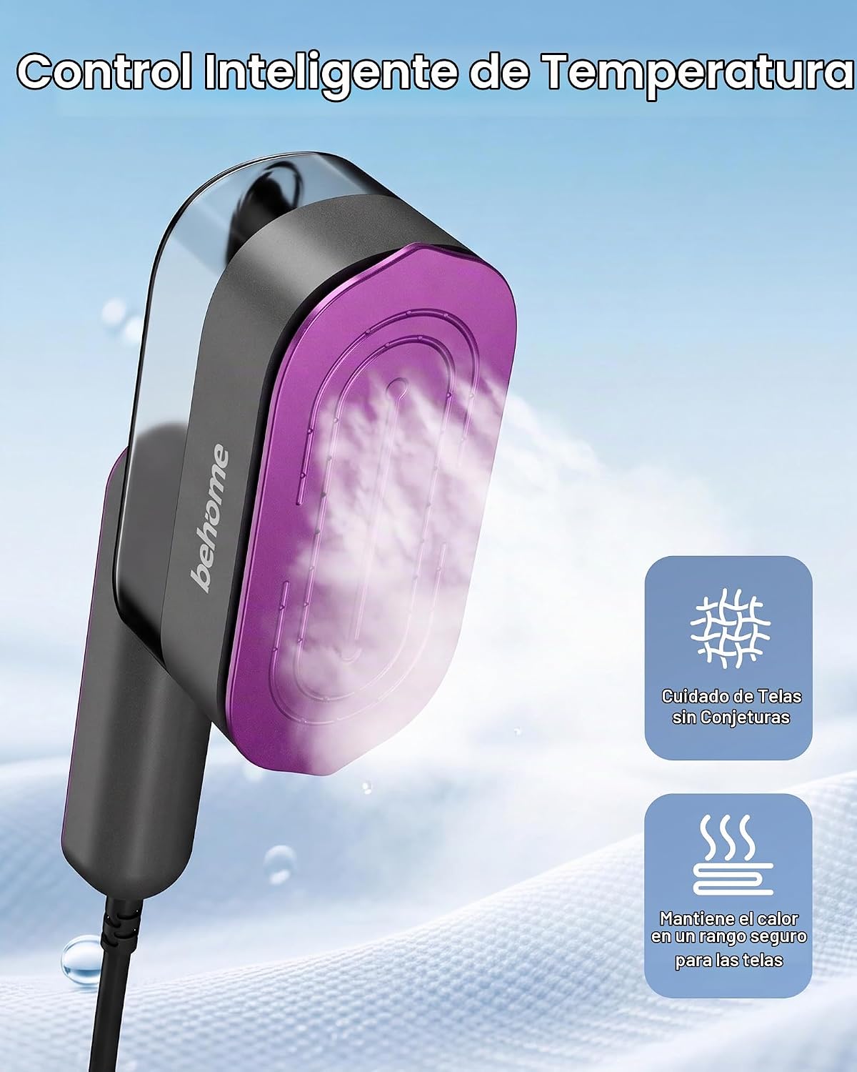 Behome Vaporizador de Viaje para Ropa, Plancha de Mano portátil de...