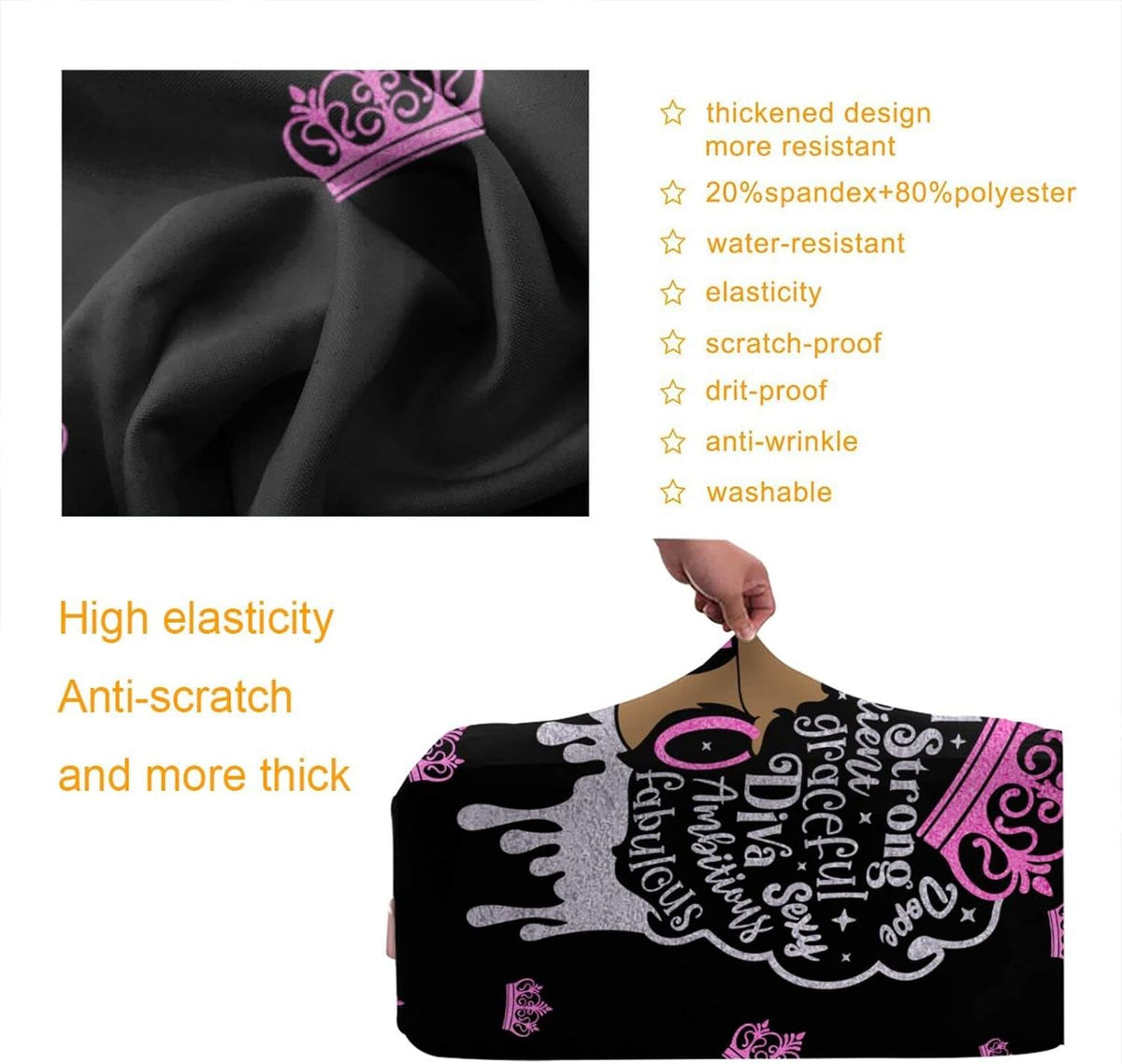 Hepmant Protector de maleta de viaje para mujer afroamericana, elás...