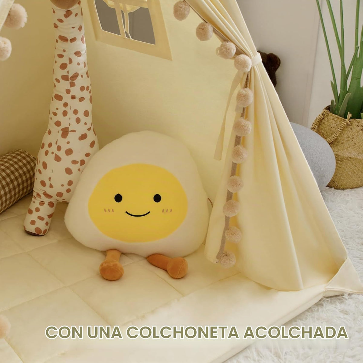 WIRHAO Tienda de campaña tipi para niños con alfombrilla acolchada,...
