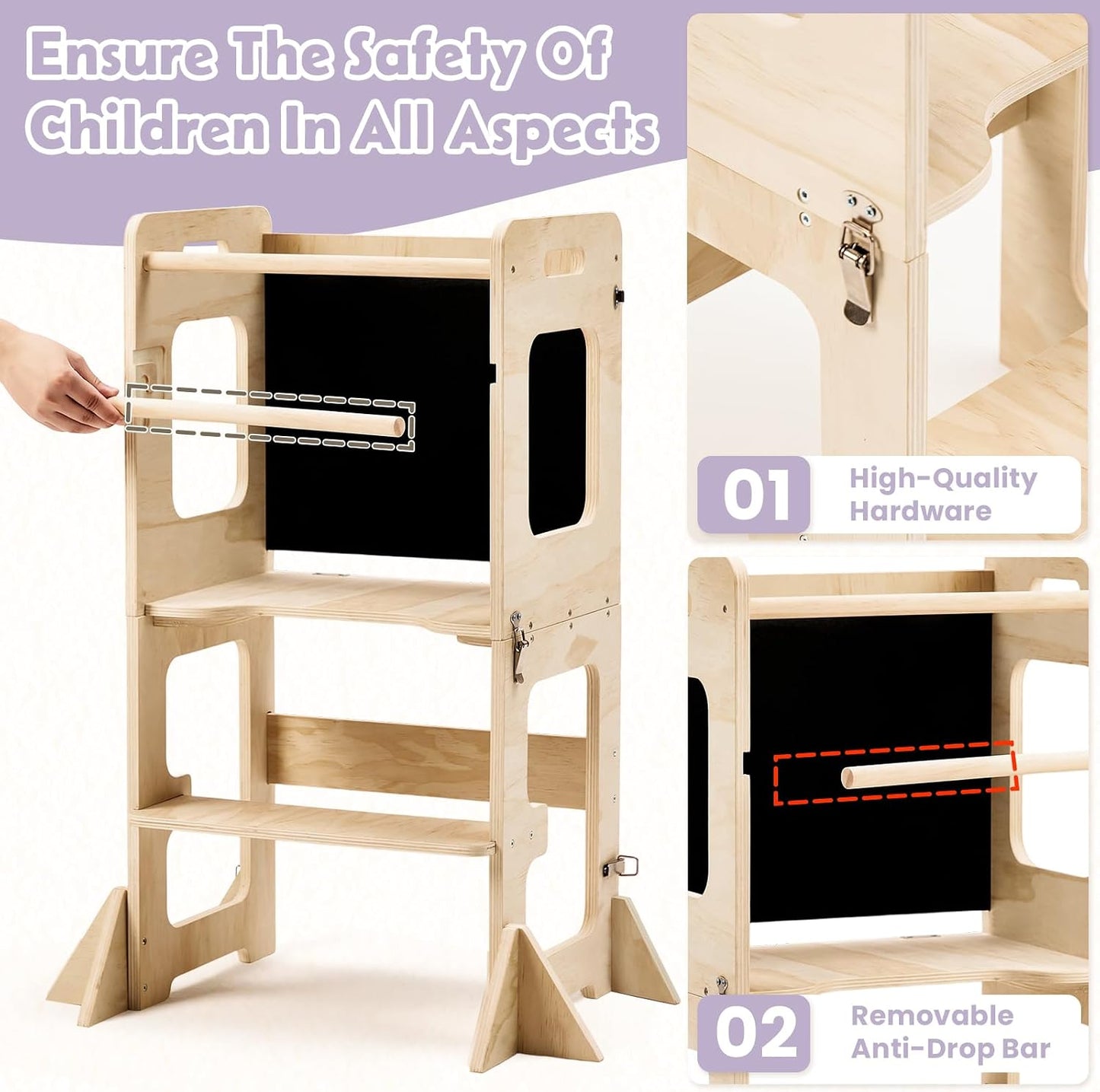 labebe Torre de pie para niños pequeños de 12M+, torre de aprendiza...