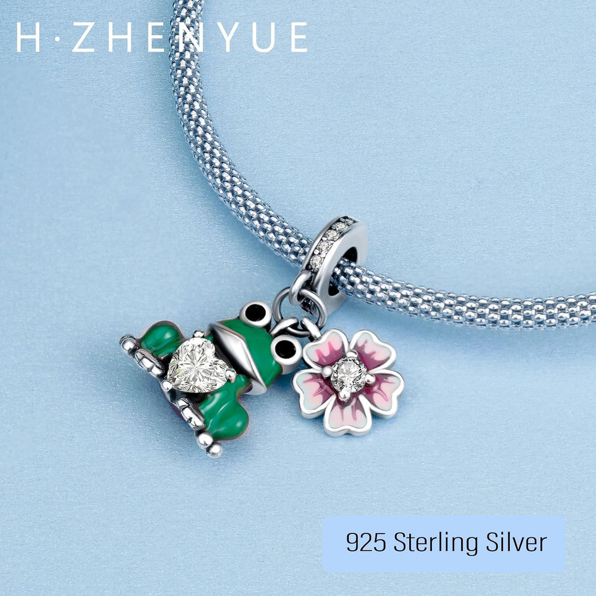 H.ZHENYUE Dijes de plata esterlina 925 con diseño de personaje de p...