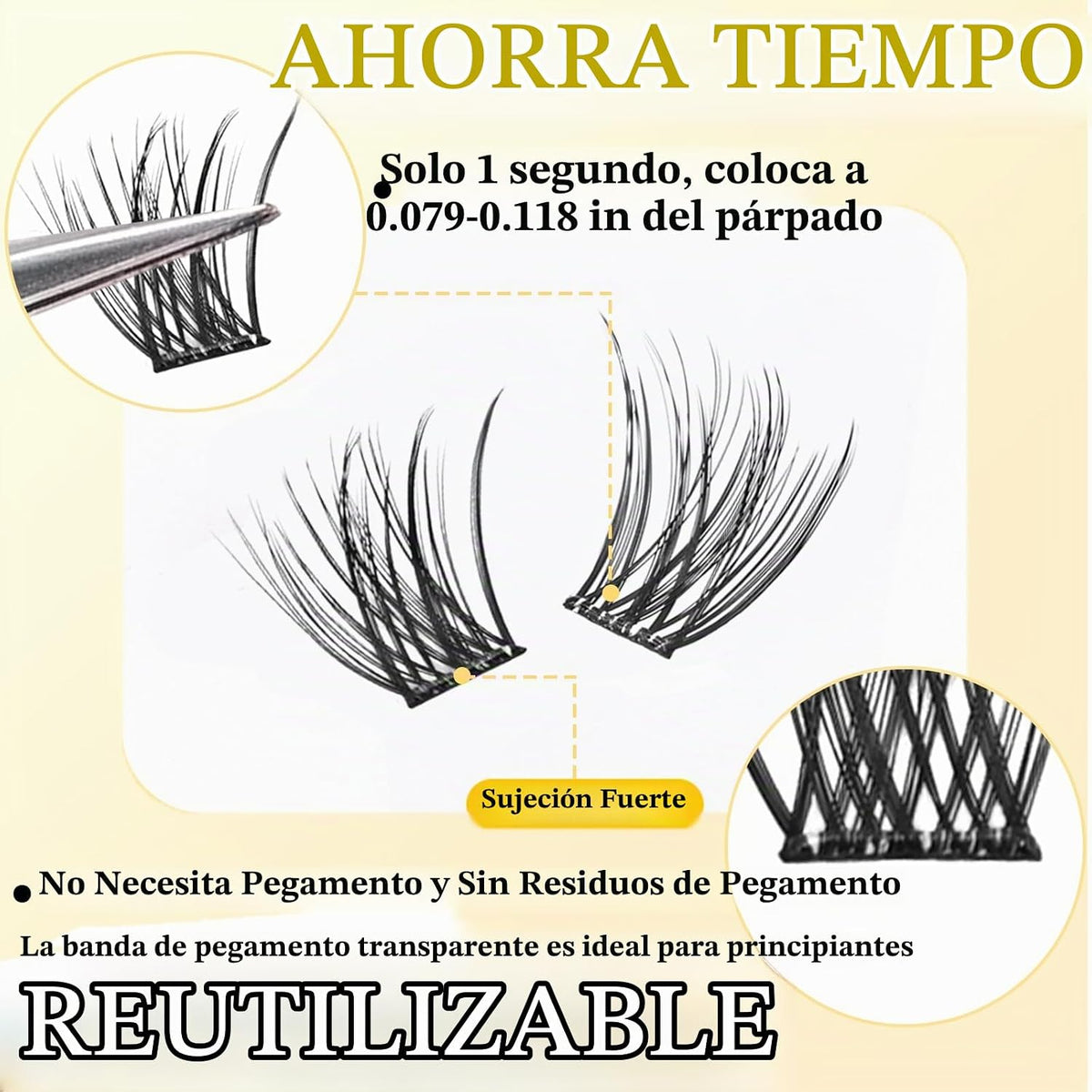 SLSXNL Pestañas postizas en racimo autoadhesivas con aspecto natura...