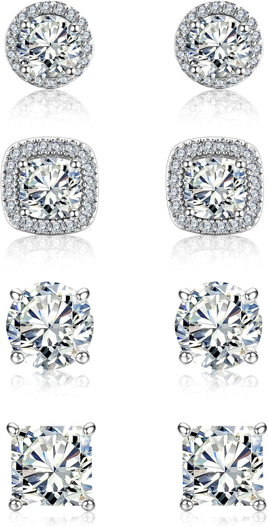 ALEXCRAFT Aretes de tuerca de plata de ley para mujeres y niñas, ci...