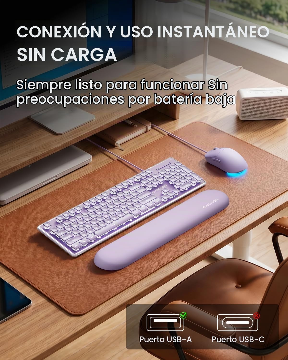 EWEADN GX710S Combo de teclado y mouse con cable con teclas de pudí...