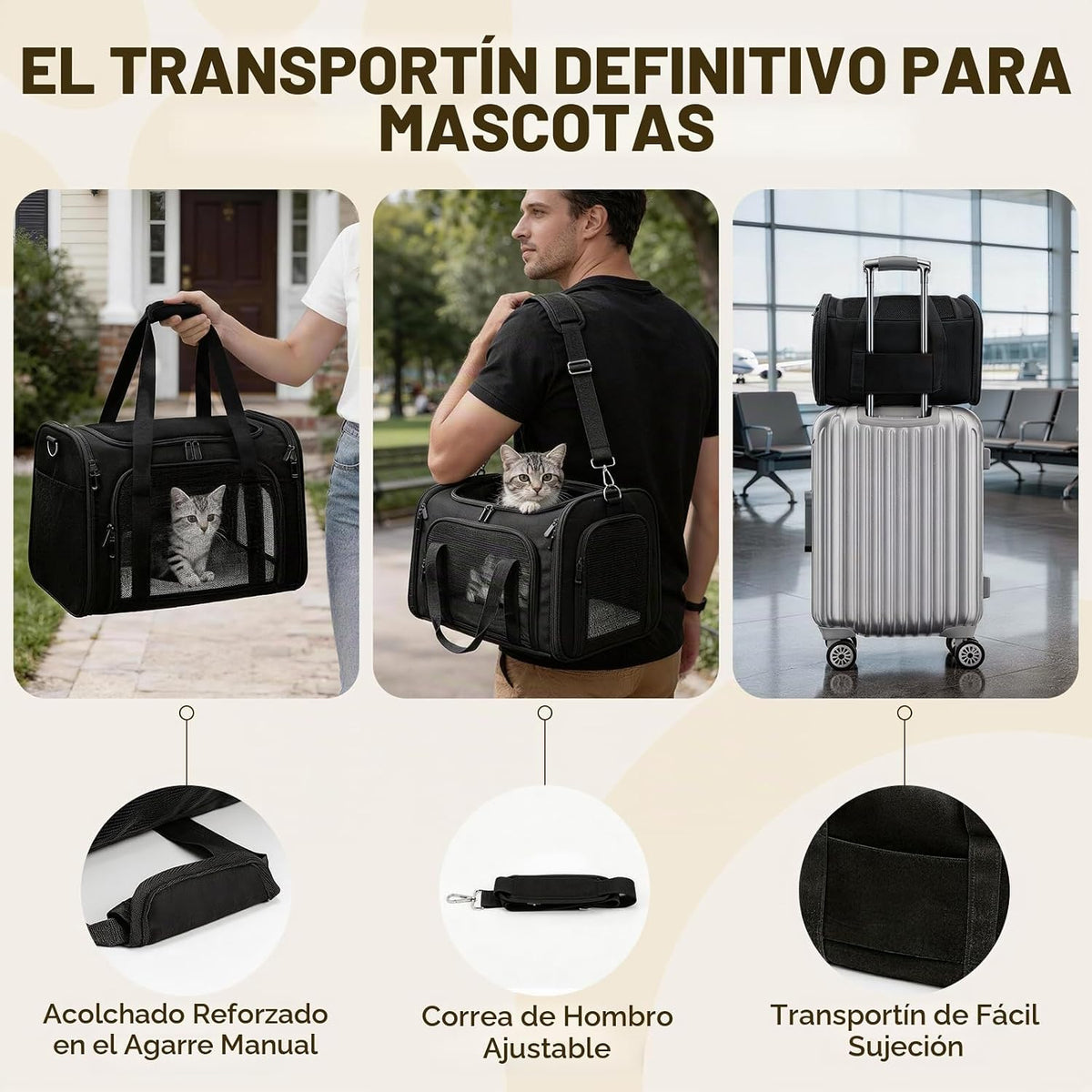 Zedkeys Transportador de gatos suave, transportador para perros peq...