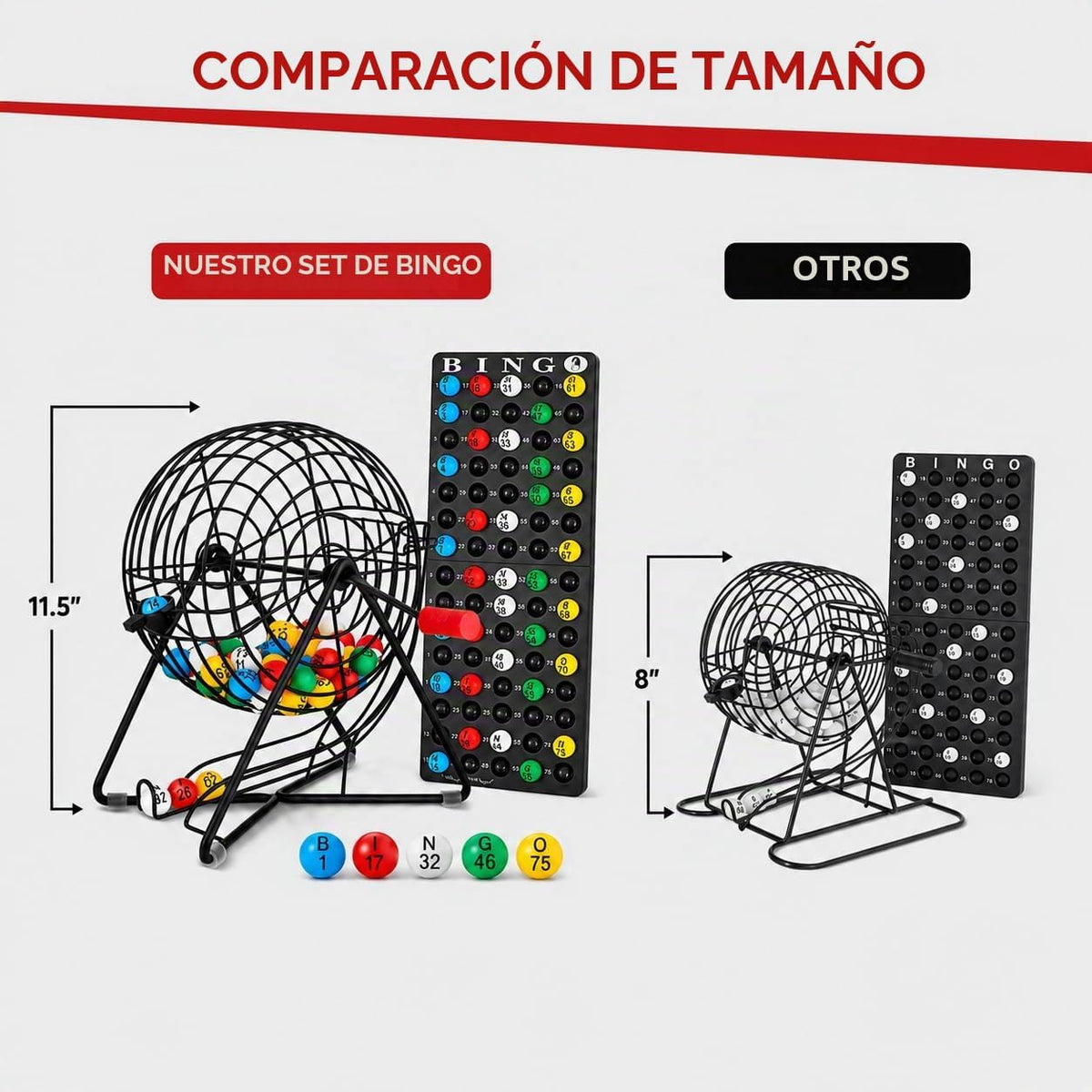 MR CHIPS Juego de bingo profesional de 11 pulgadas de alto con jaul...