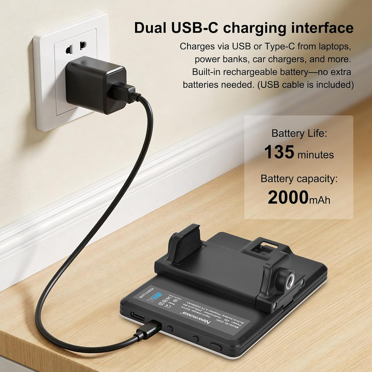 Newmowa Luz de videoconferencia de relleno de clip recargable de al...