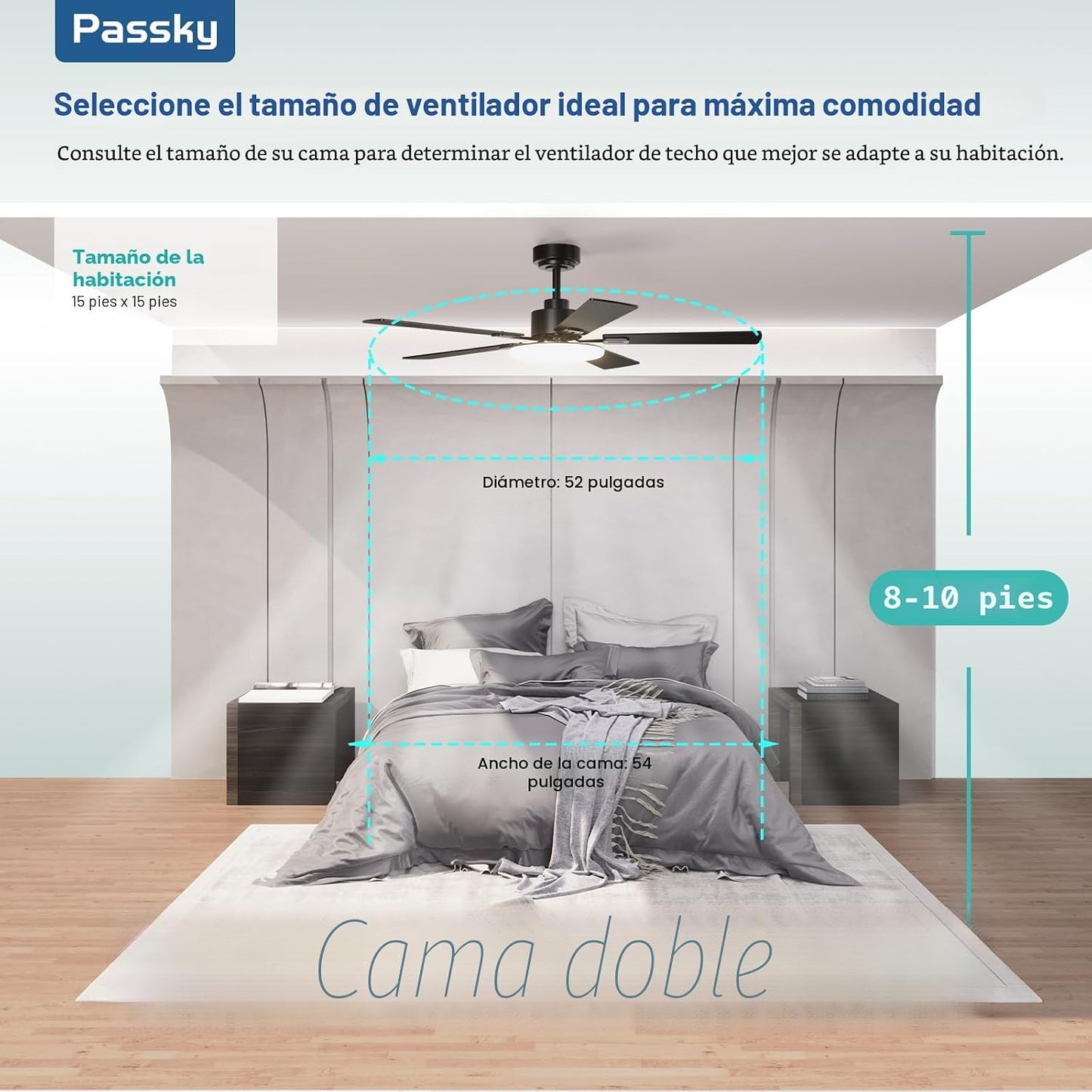 Passky Ventiladores de techo con luces, ventilador de techo elegant...