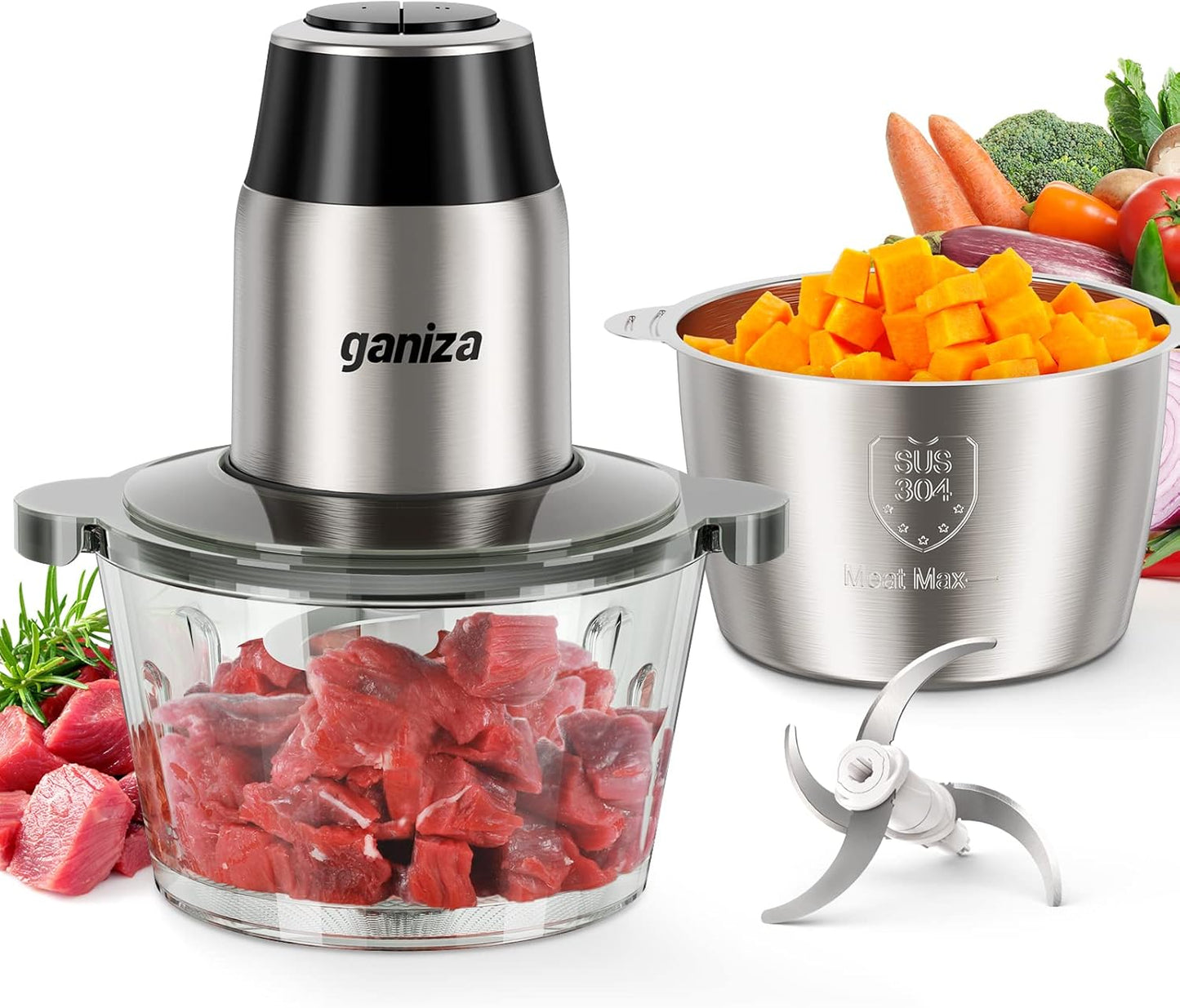GANIZA Procesadores de alimentos, picadora eléctrica de alimentos c...
