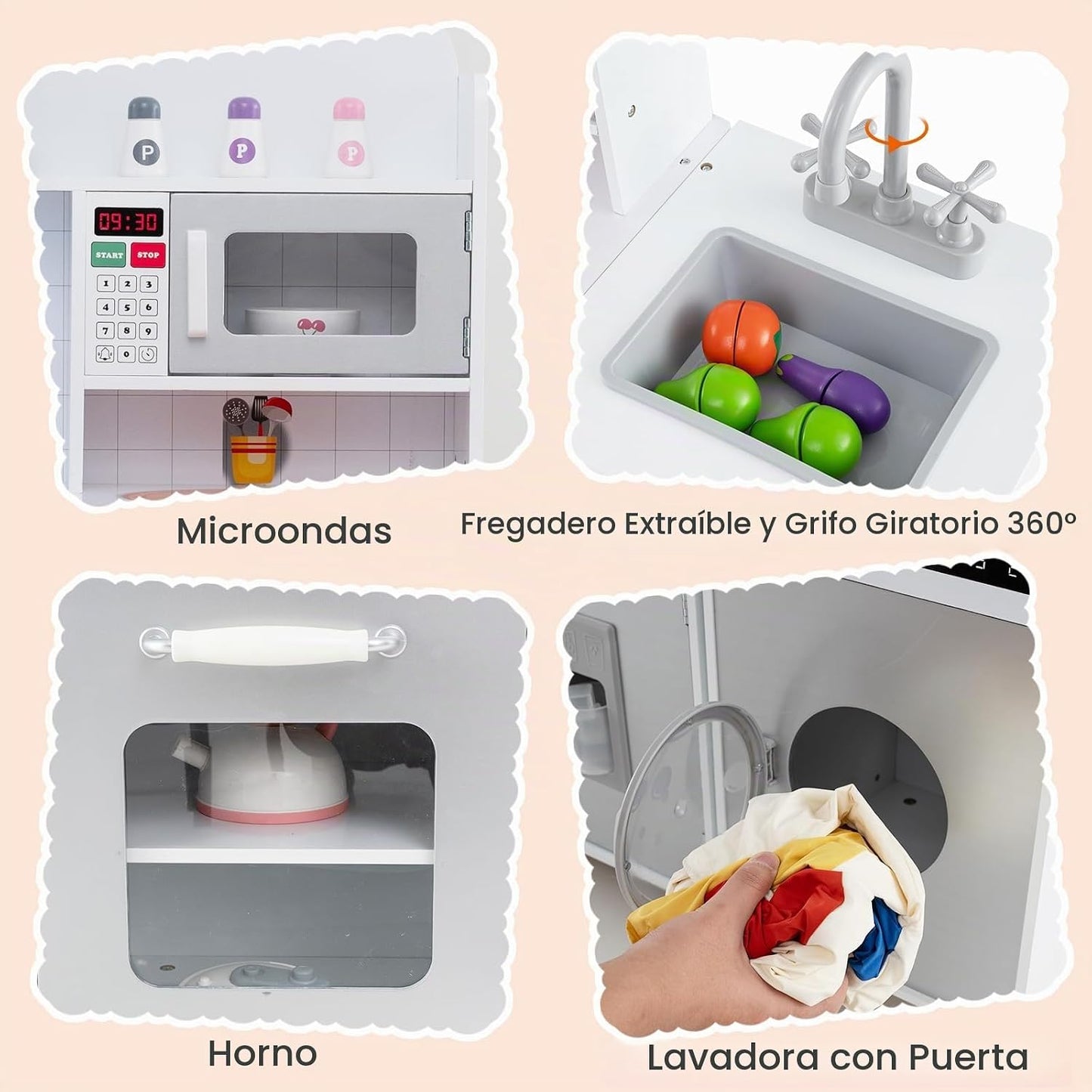 Costzon Cocina de juego de 3 piezas para niños, juego de cocina de...