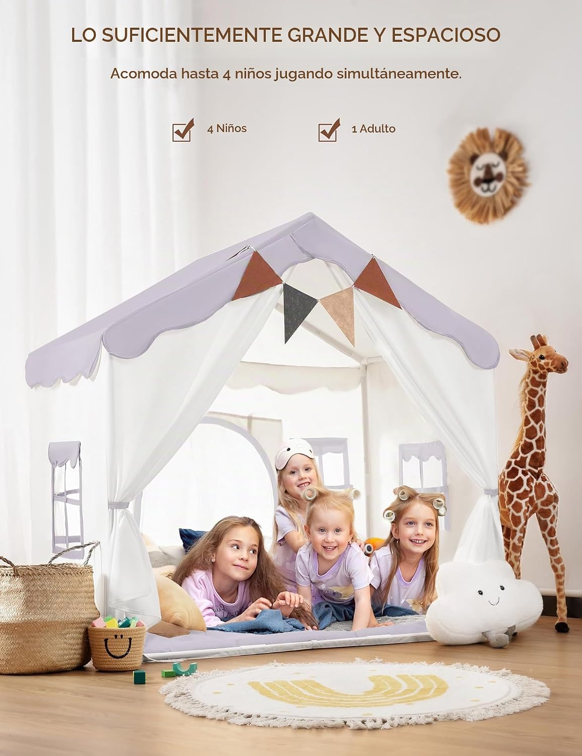 Besrey Tienda de campaña para niños 2 en 1 con alfombrilla acolchad...
