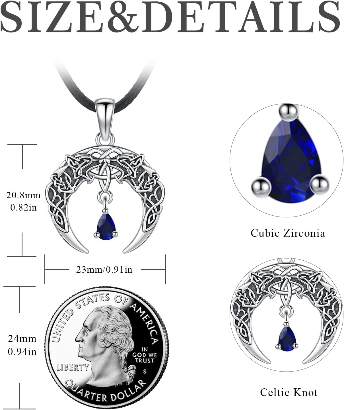 SOESON Collar Vintage para Hombre Plata de Ley 925 Animal Vikingo N...