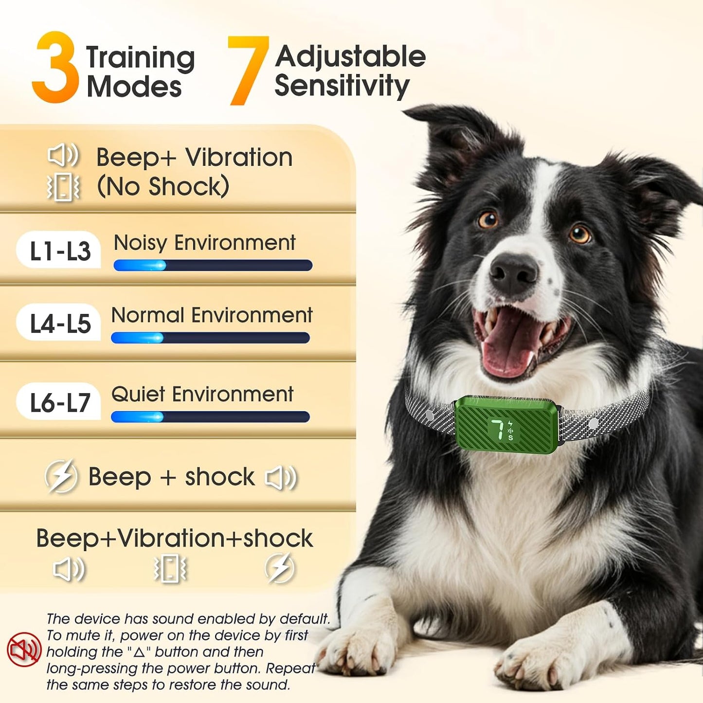 Collar antiladridos para perros grandes, medianos y pequeños, colla...