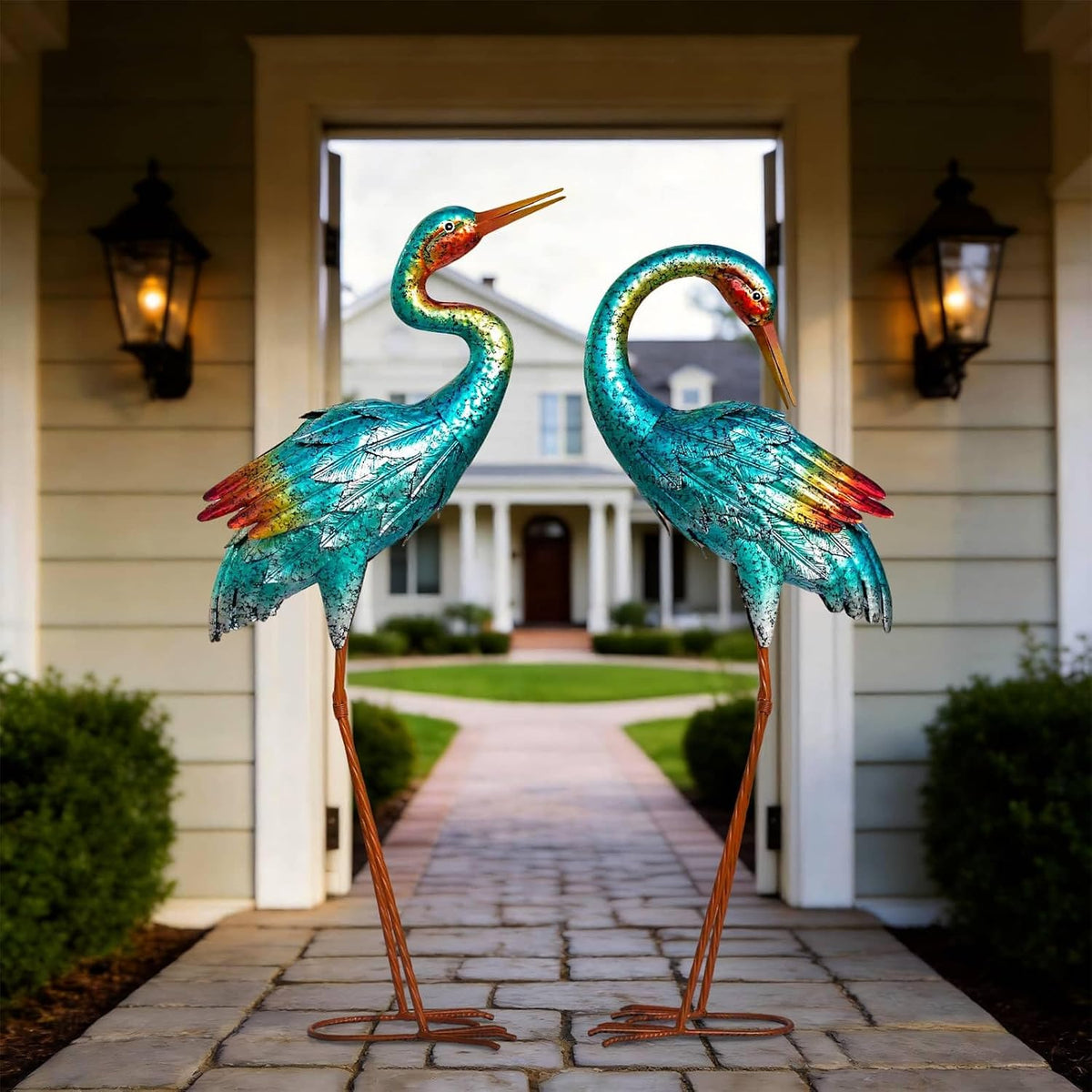 Natelf Estatuas de grúa para decoración de jardín, esculturas de ga...