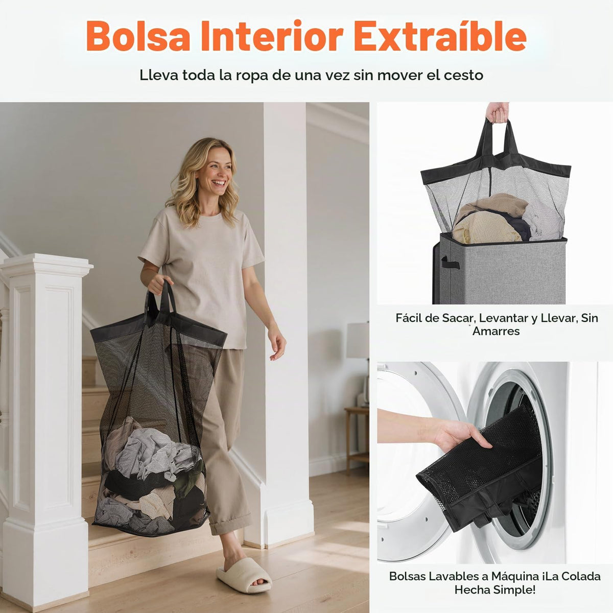 Solidi - Cesta para ropa sucia con tapa (100 litros), plegable, gra...