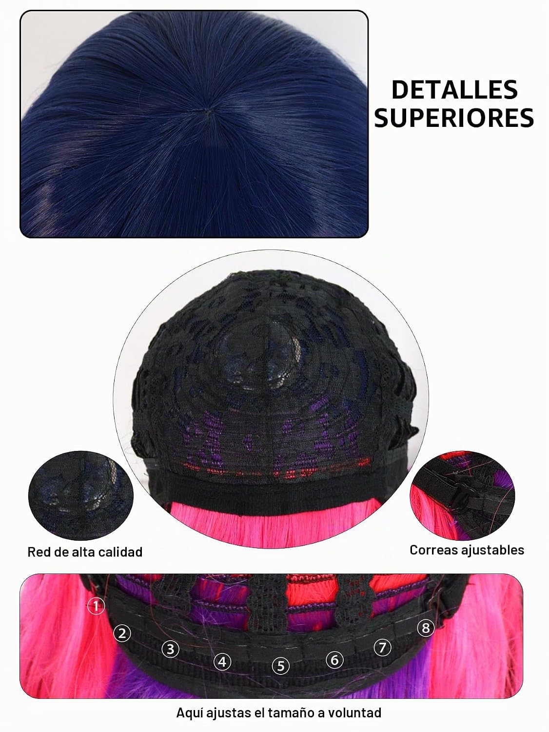 ANOGOL Pelucas Lolita de mezcla azul para mujer, color azul oscuro...