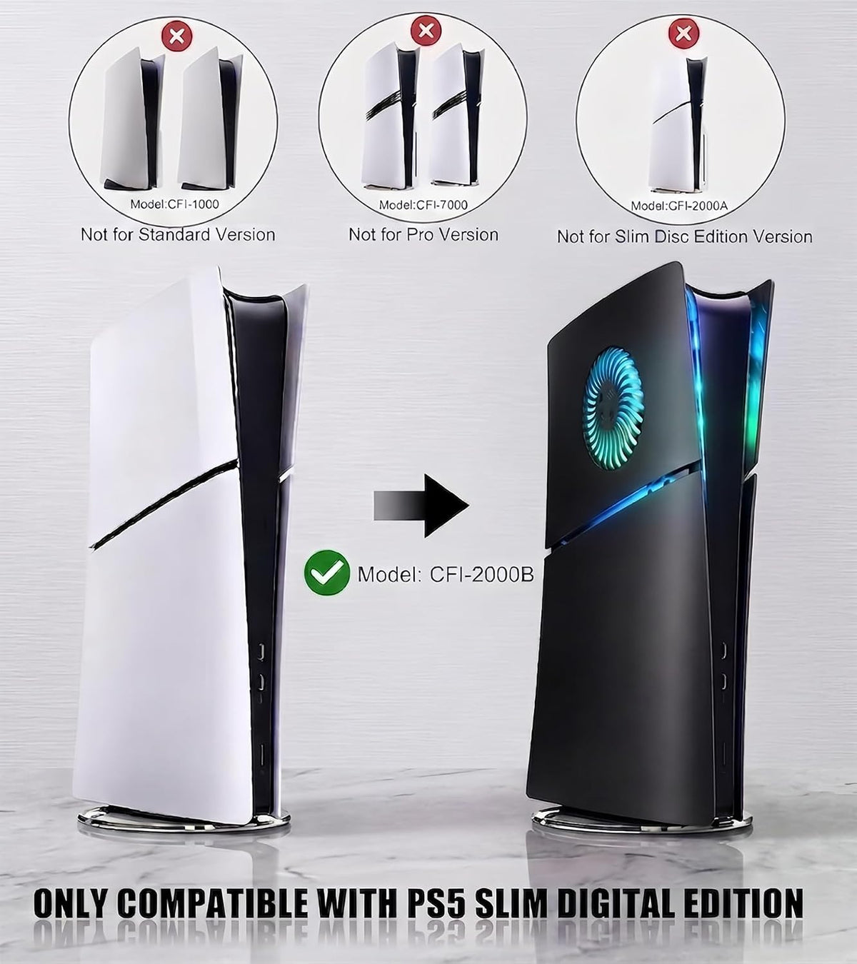 arVin Placa frontal para PS5 Slim Digital Edition con accesorios de...