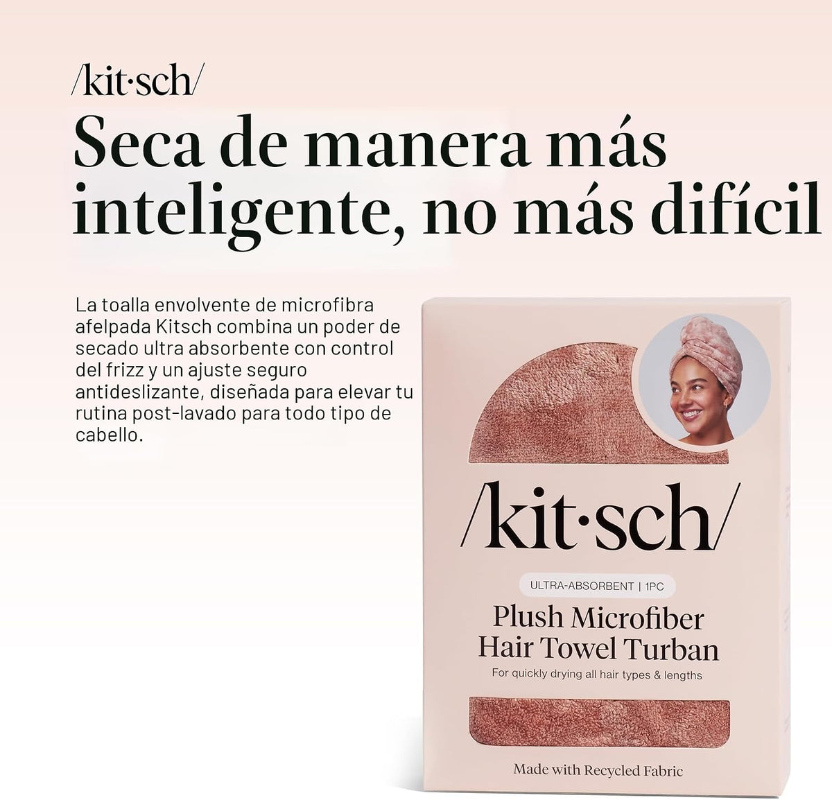 Kitsch Toalla de pelo de microfibra XL para mujer | Toallas de micr...