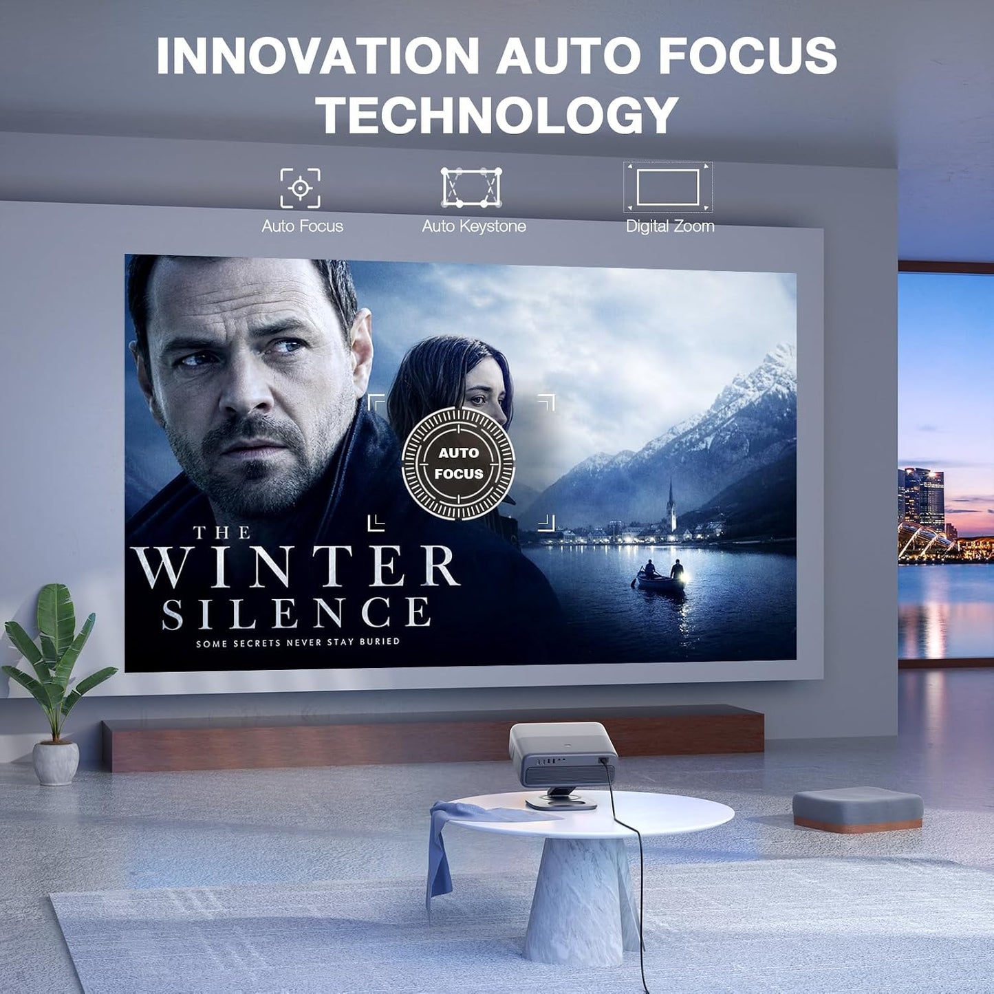 Proyector 4K con WiFi y Bluetooth, proyector TOF en tiempo real de...