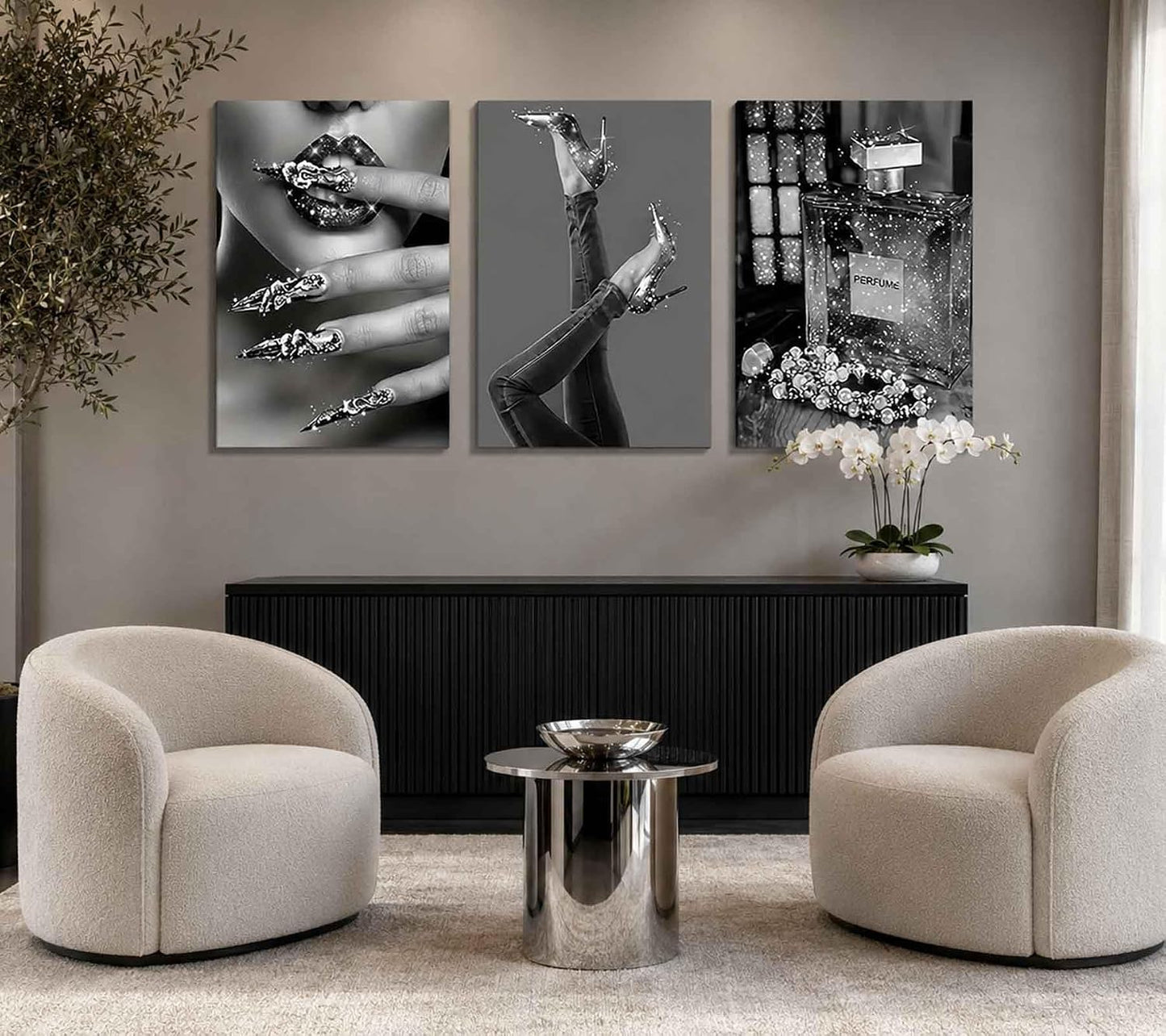 Lienzo moderno para mujer, arte de pared con estilo en blanco y neg...