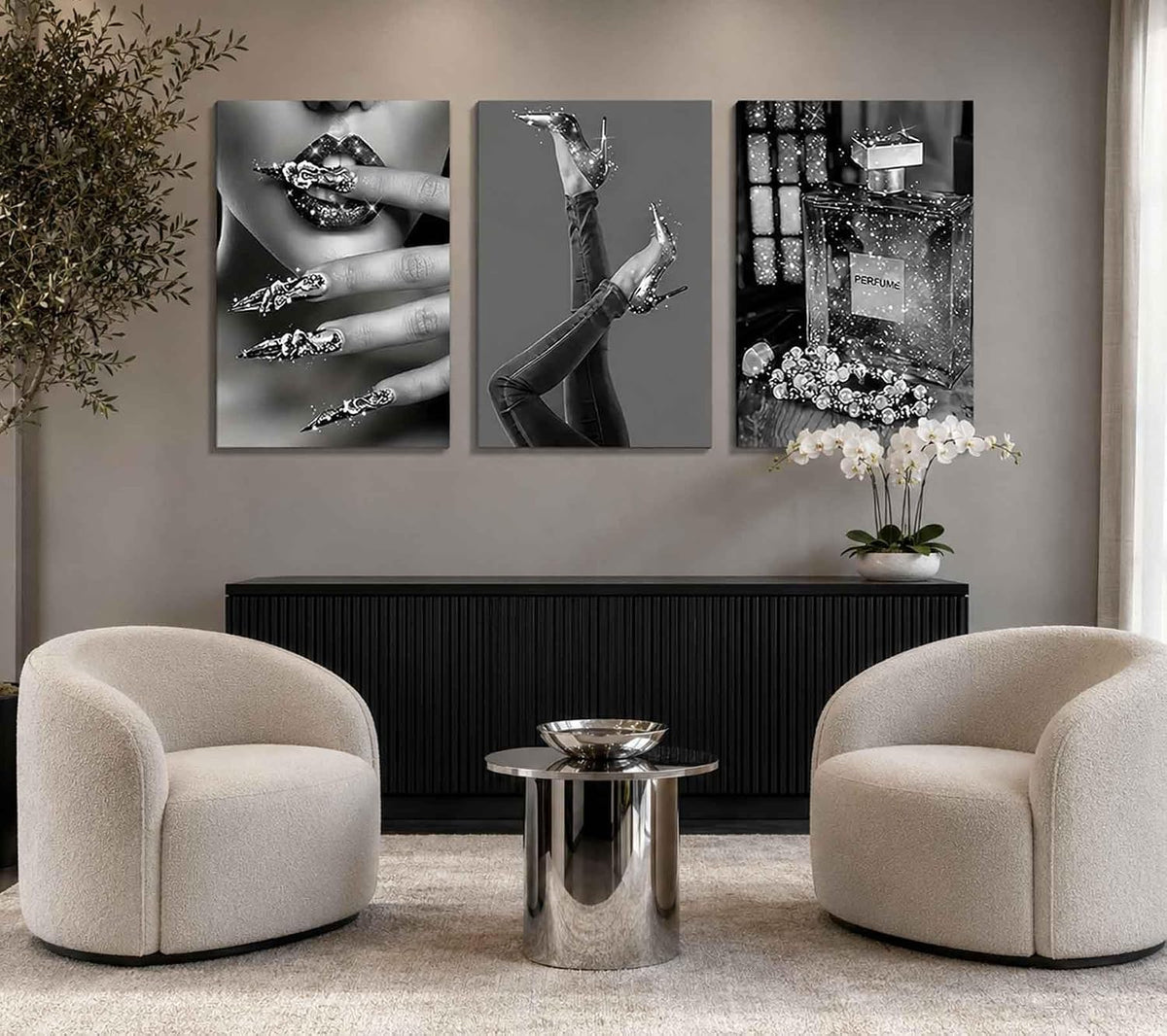 Lienzo moderno para mujer, arte de pared con estilo en blanco y neg...