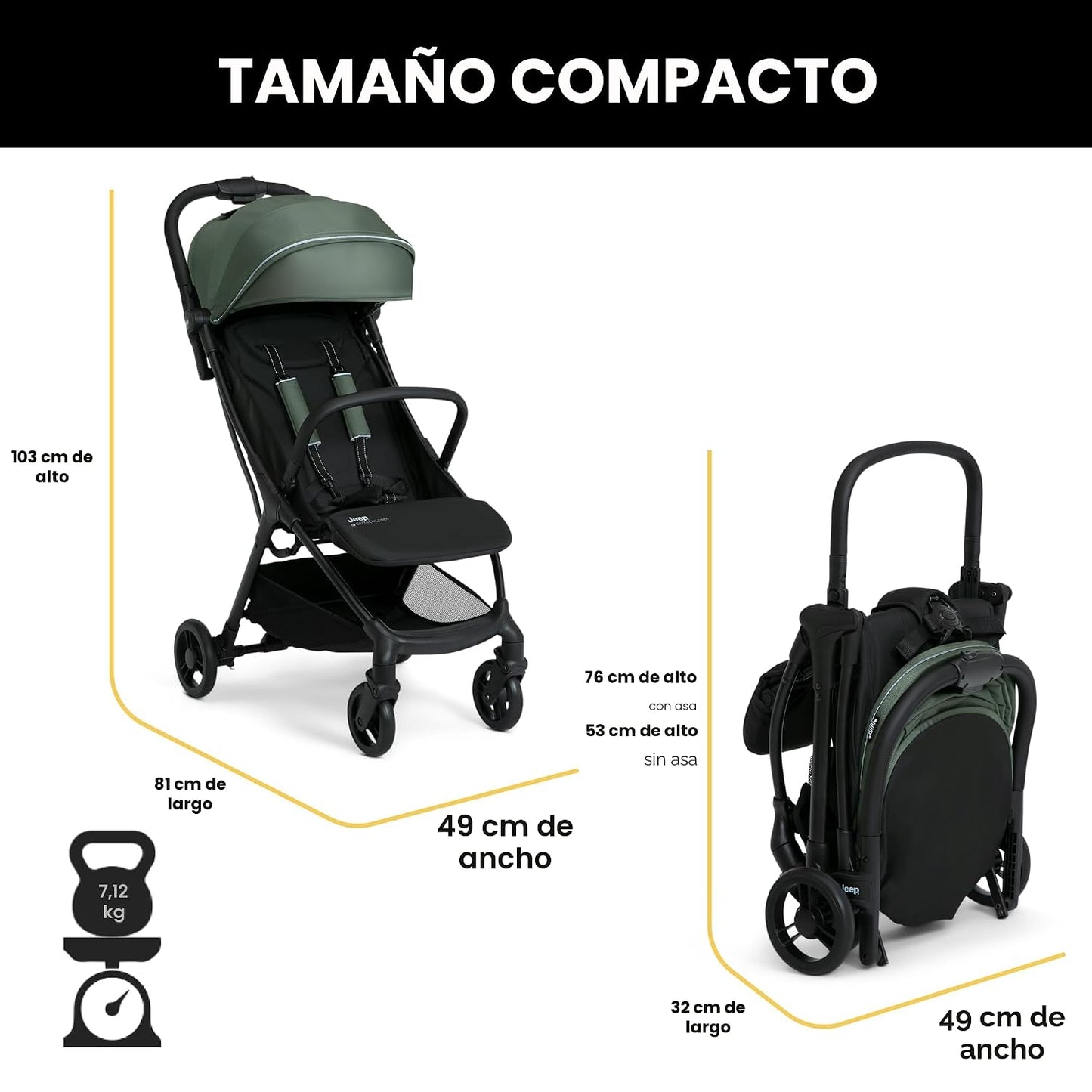 Cochecito de viaje compacto Jeep Altitude de Delta Children Greengu...