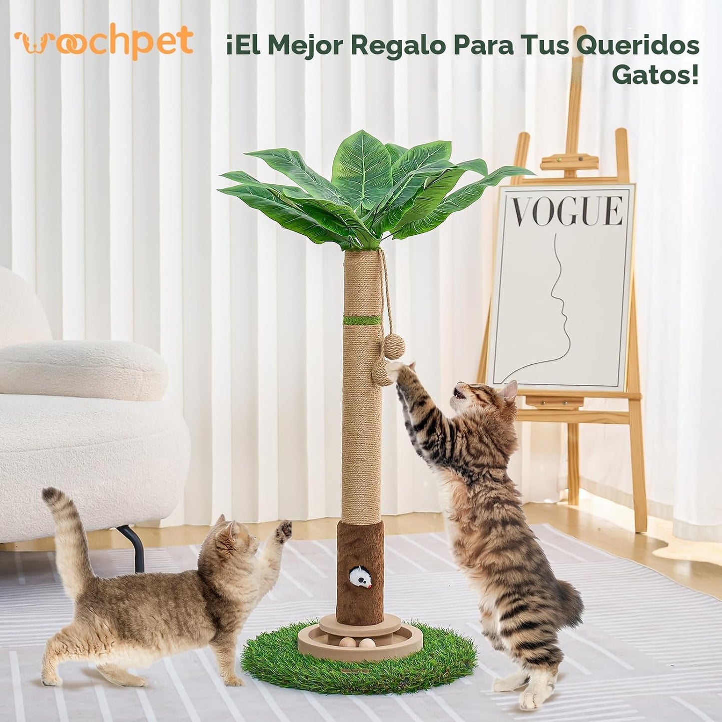 Woochpet Poste rascador para gatos de 35 pulgadas de alto, torre ra...