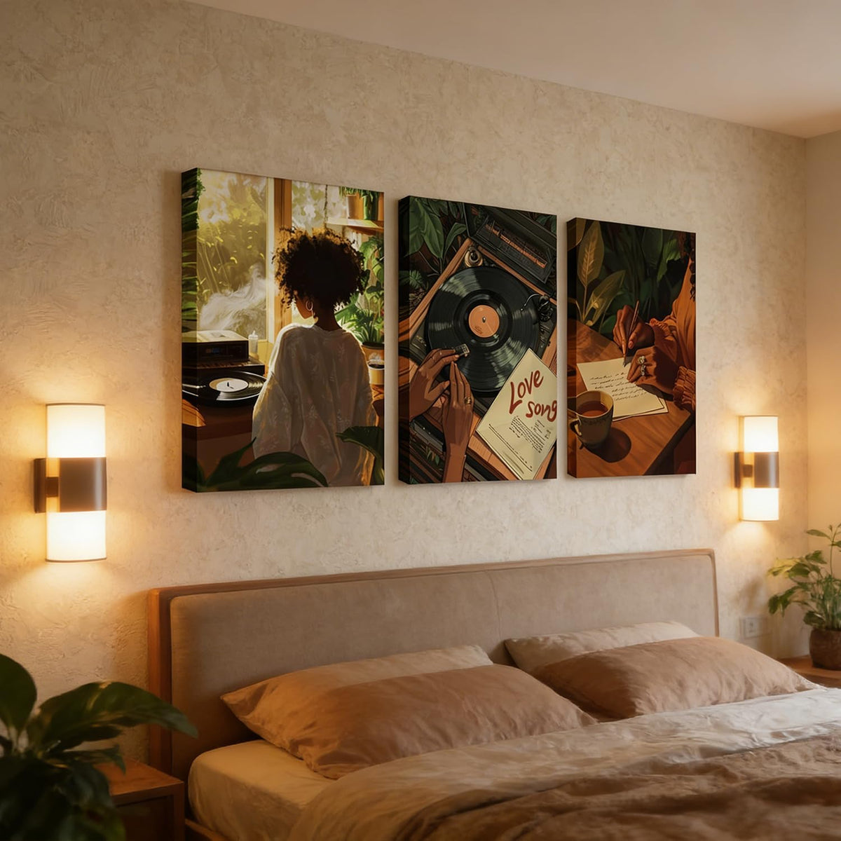 3 piezas de lienzo de mujer negra, arte de pared a la moda, pintura...