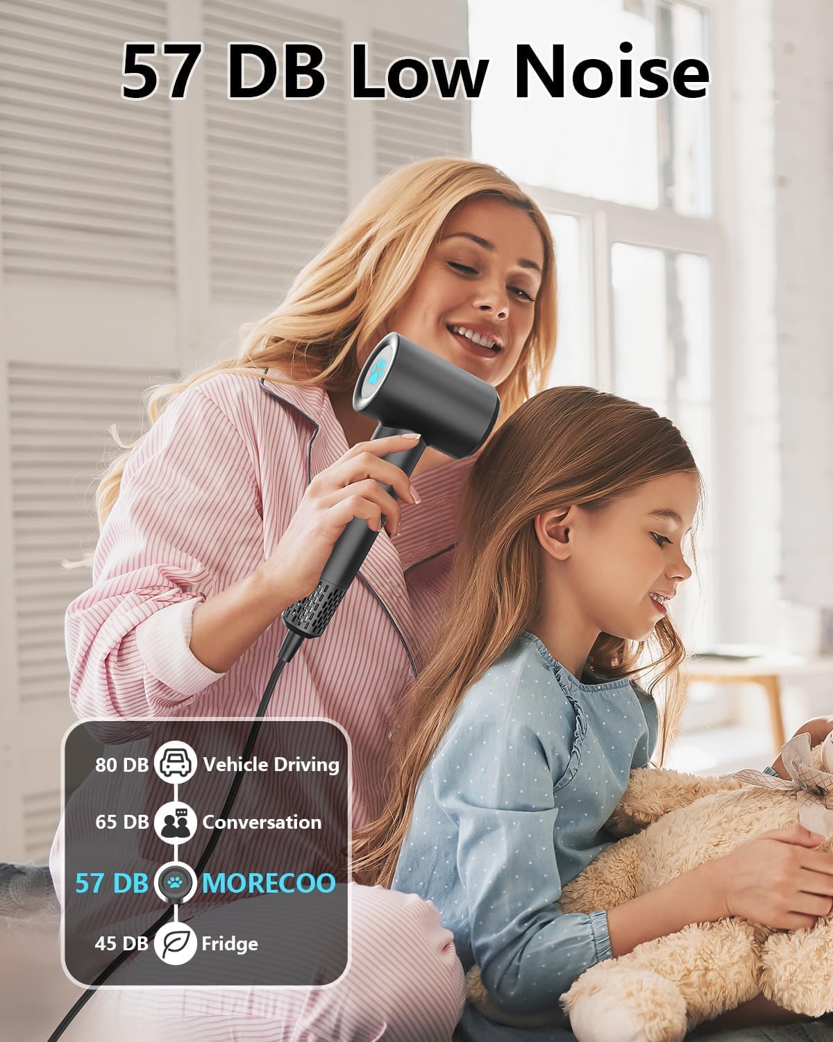 MORECOO Secador de pelo, secador de pelo de alta velocidad para sec...