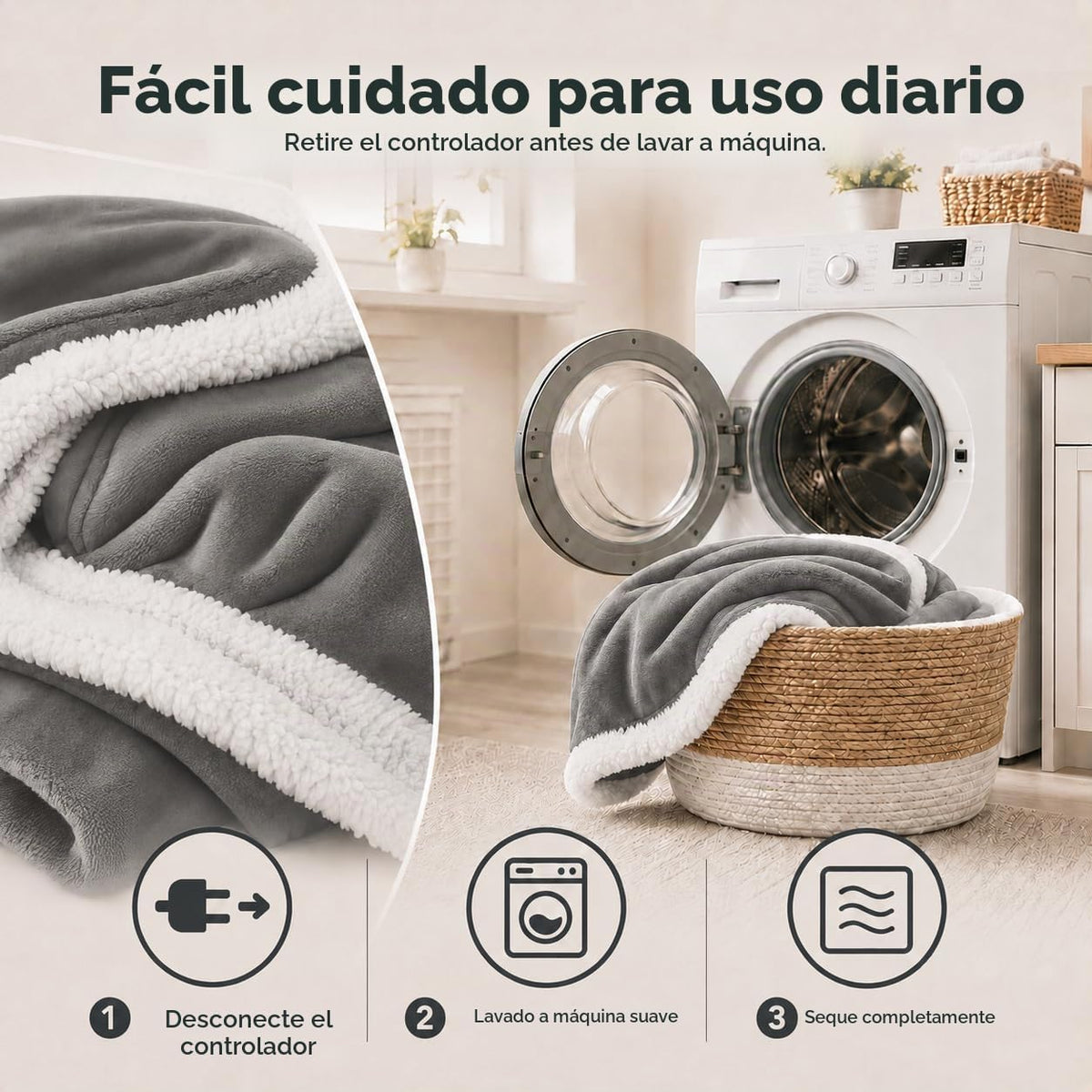 LaffyLo Manta térmica eléctrica tamaño matrimonial de 72 x 84 pulga...