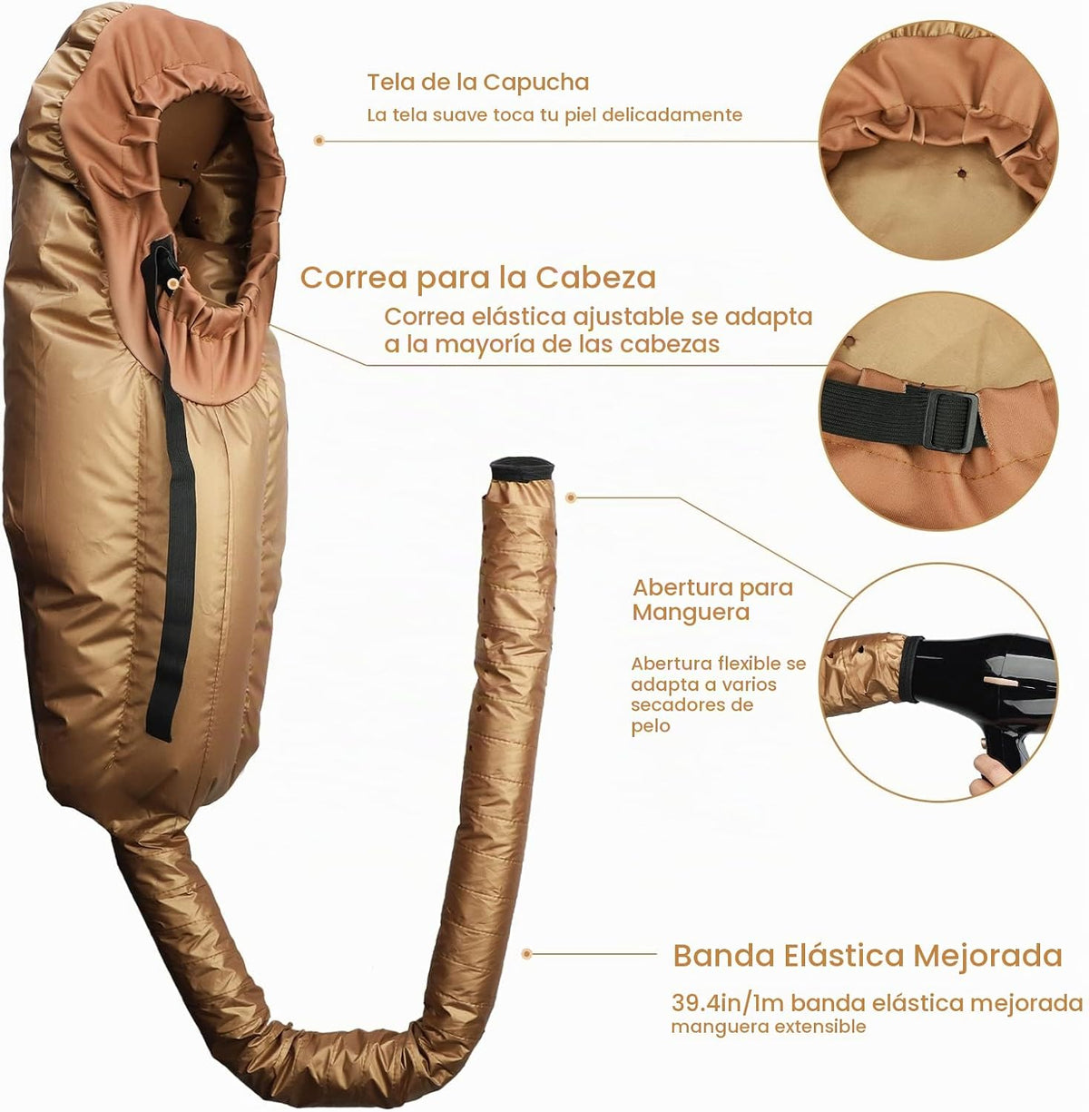 Segbeauty Gorro de secador de pelo, accesorio extra grande de tapa...