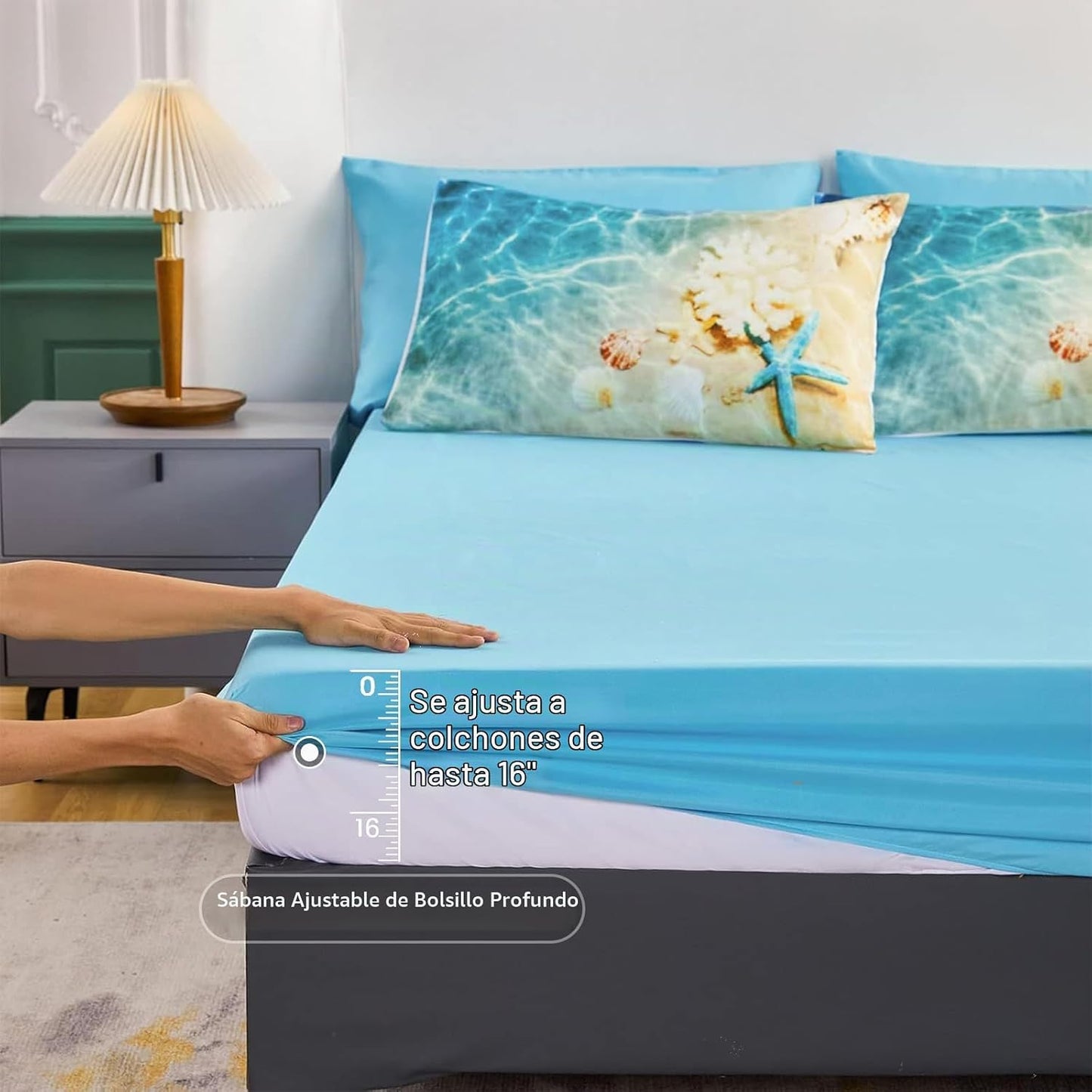 Bedbay Juego de ropa de cama costera de cama en una bolsa Queen, ju...