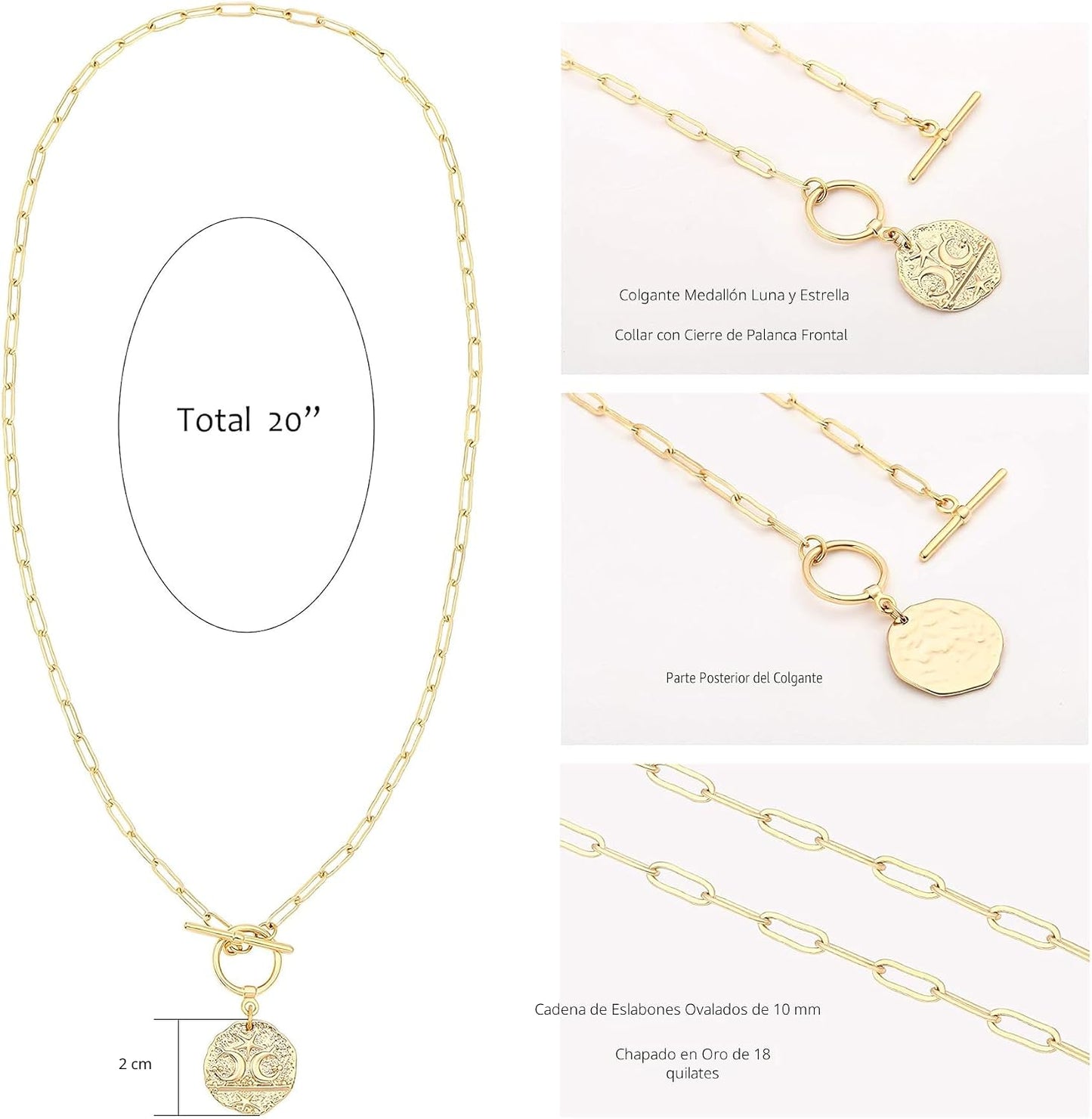 Aobei Pearl Collar chapado en oro de 18 quilates con dije de cruz d...