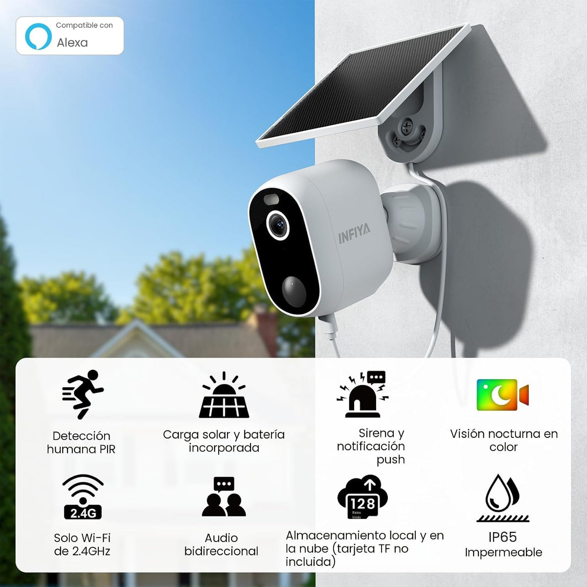 INFIYA Cámaras de Seguridad Inalámbricas para Exteriores - Con Ener...