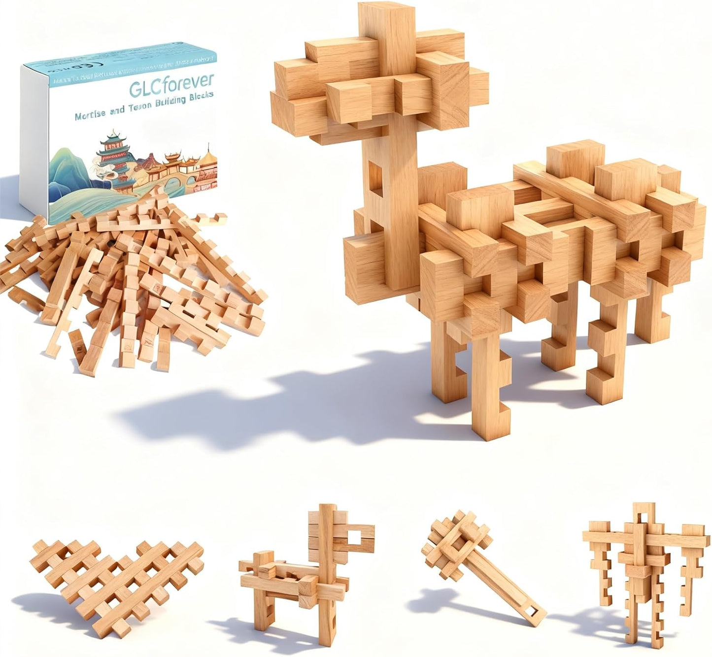 Bloques de construcción de madera STEM Toy Camel \u2013 Más de 15 f...