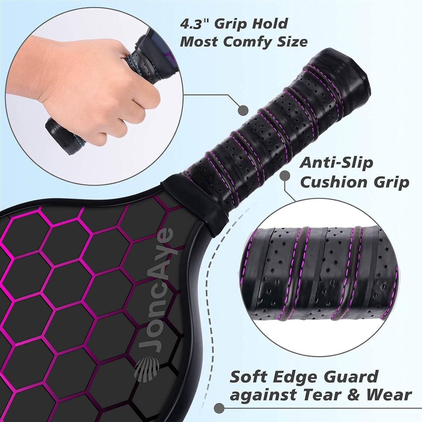 JoncAye Pickleball Paddles Juego de 4 o 2, raquetas de fibra de vid...