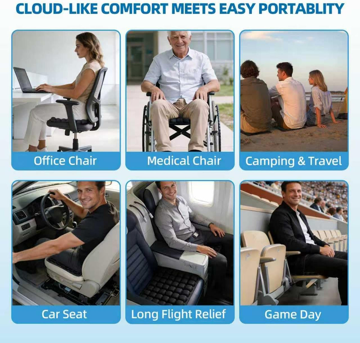 SILVORIC Cojín de asiento inflable, cojín de asiento de avión para...